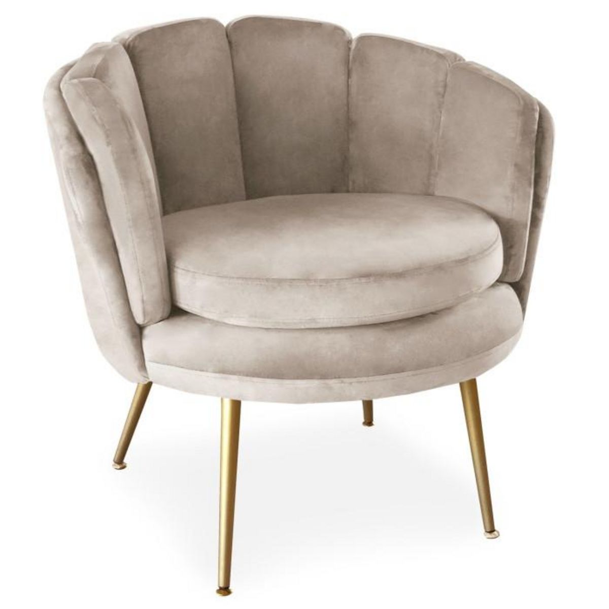 Paris Prix Fauteuil Arrondi en Velours  Dabren  80cm Taupe