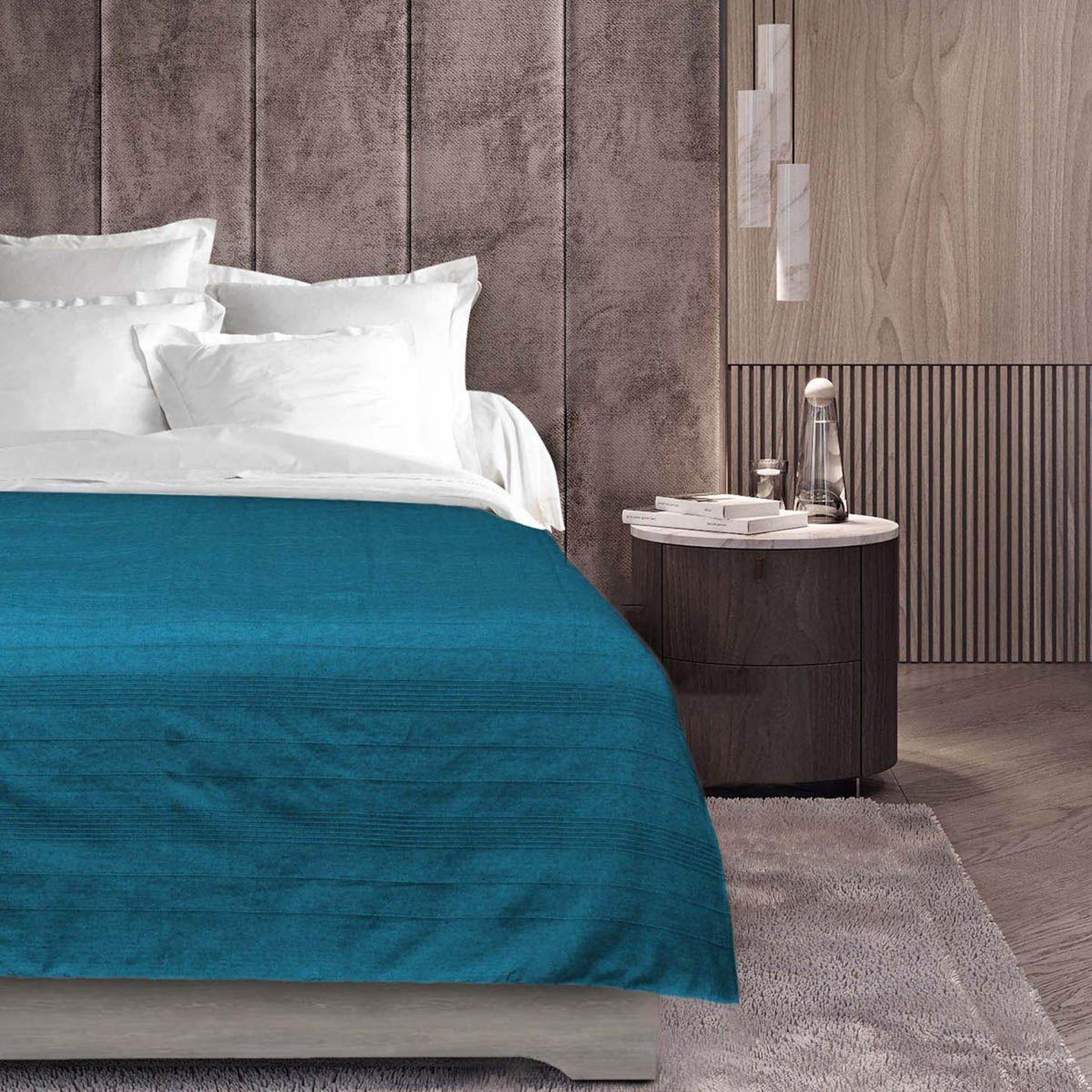 Voir la diapositive 3 : Douceur d'Intérieur Plaid uni en coton  lucile  180x220cm bleu