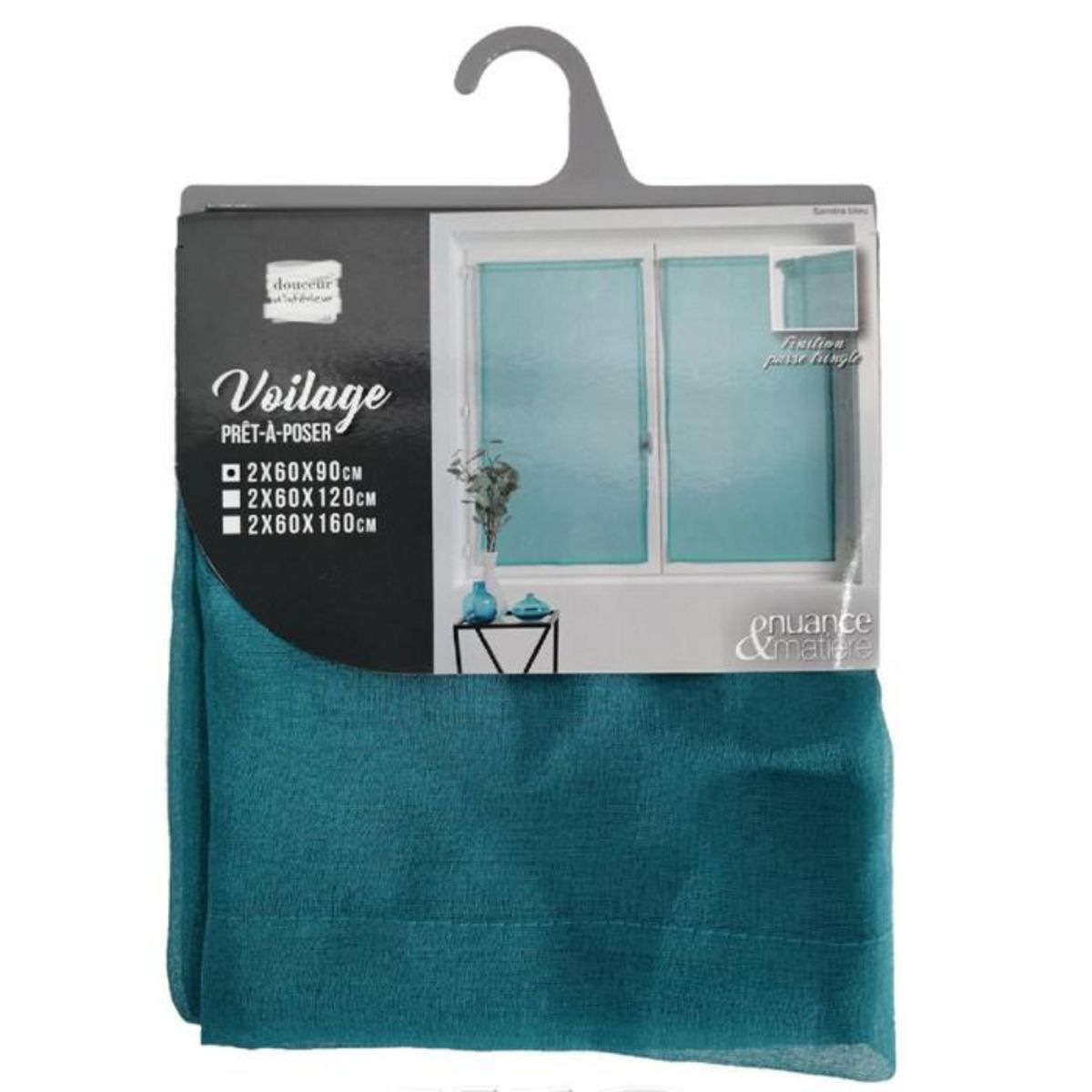 Paris Prix Paire de Voilages  Sandra  60x90cm Bleu