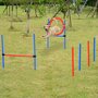 PAWHUT Agility sport pour chiens équipement complet obstacles et entrainement 11 pièces avec sac de transport acier rouge et bleu