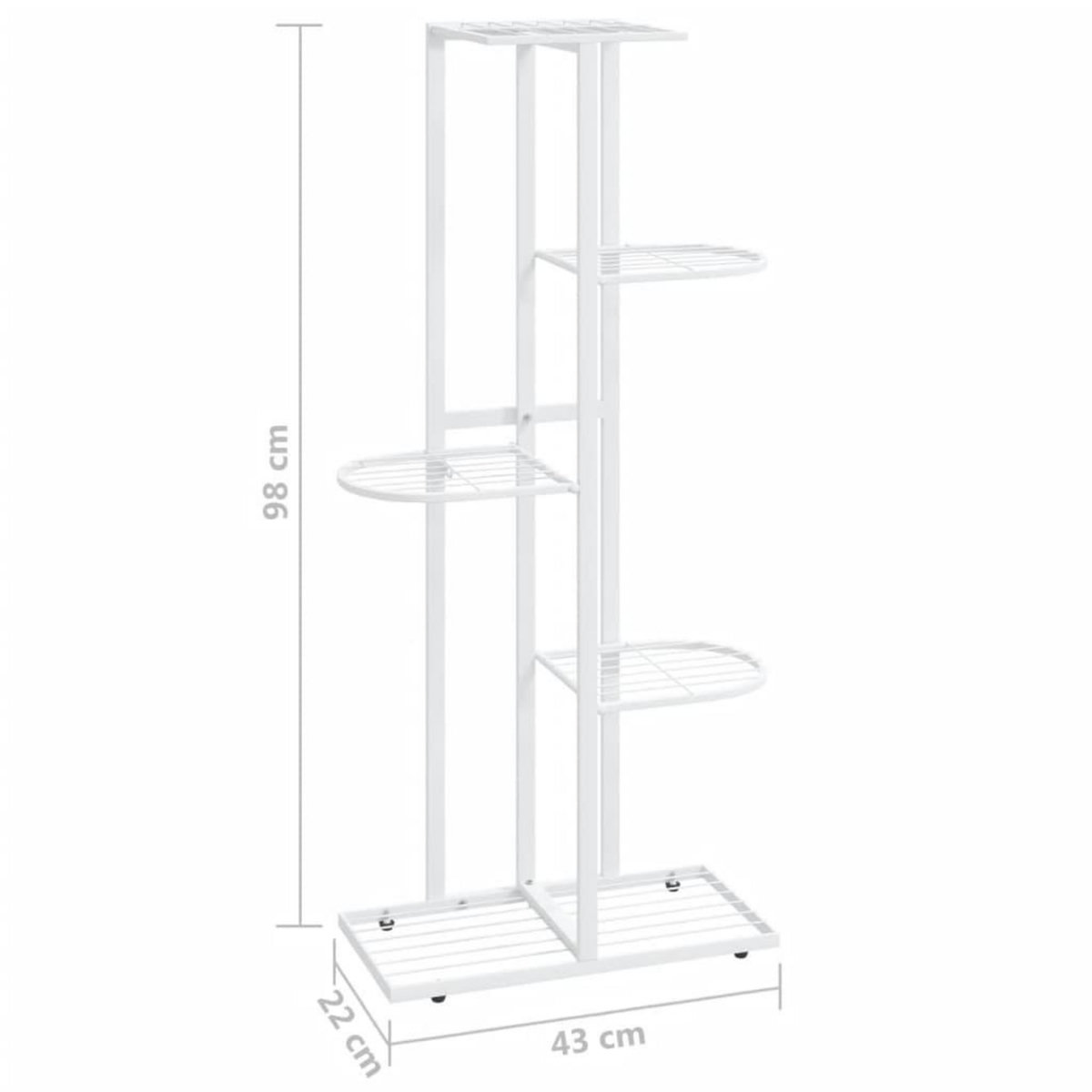 VIDAXL Support pour plantes 5 niveaux 43x22x98 cm Blanc Metal