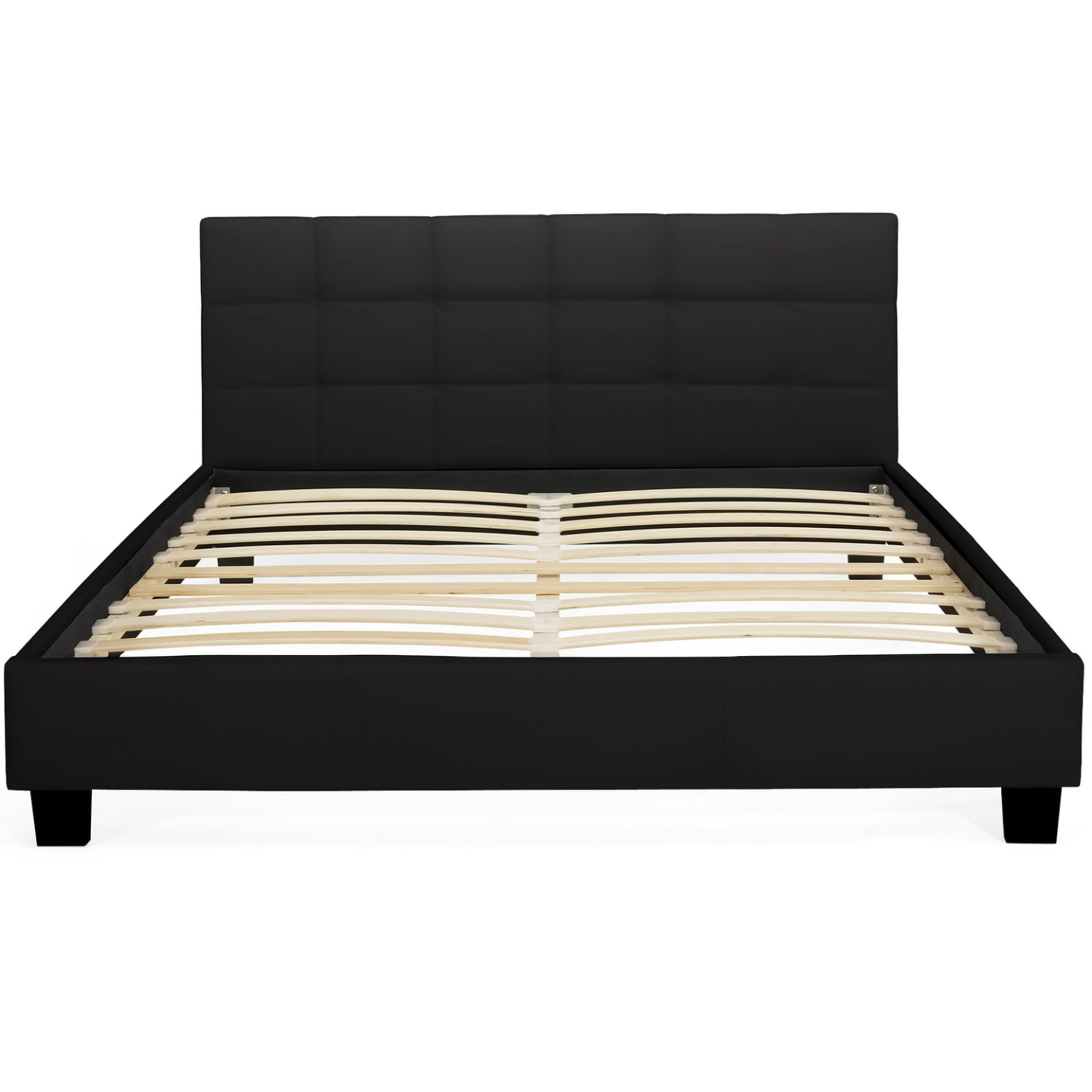 Voir la diapositive 3 : ID MARKET Lit double charlotte avec tête de lit et sommier 140 x 190 cm pvc noir