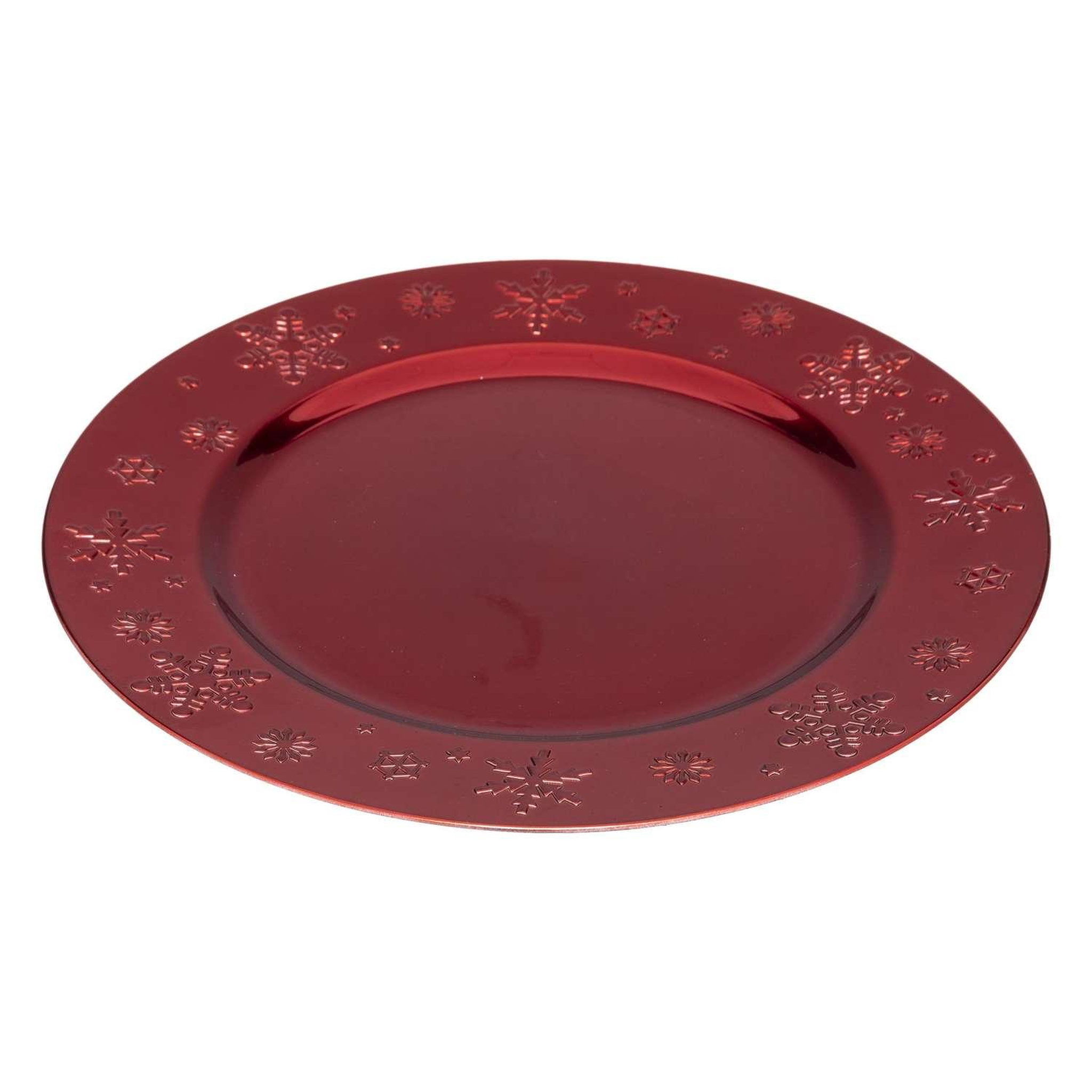 Voir la diapositive 2 : ATMOSPHERA Lot de 12 dessous d'assiette Flocon Diam 33 cm - Rouge