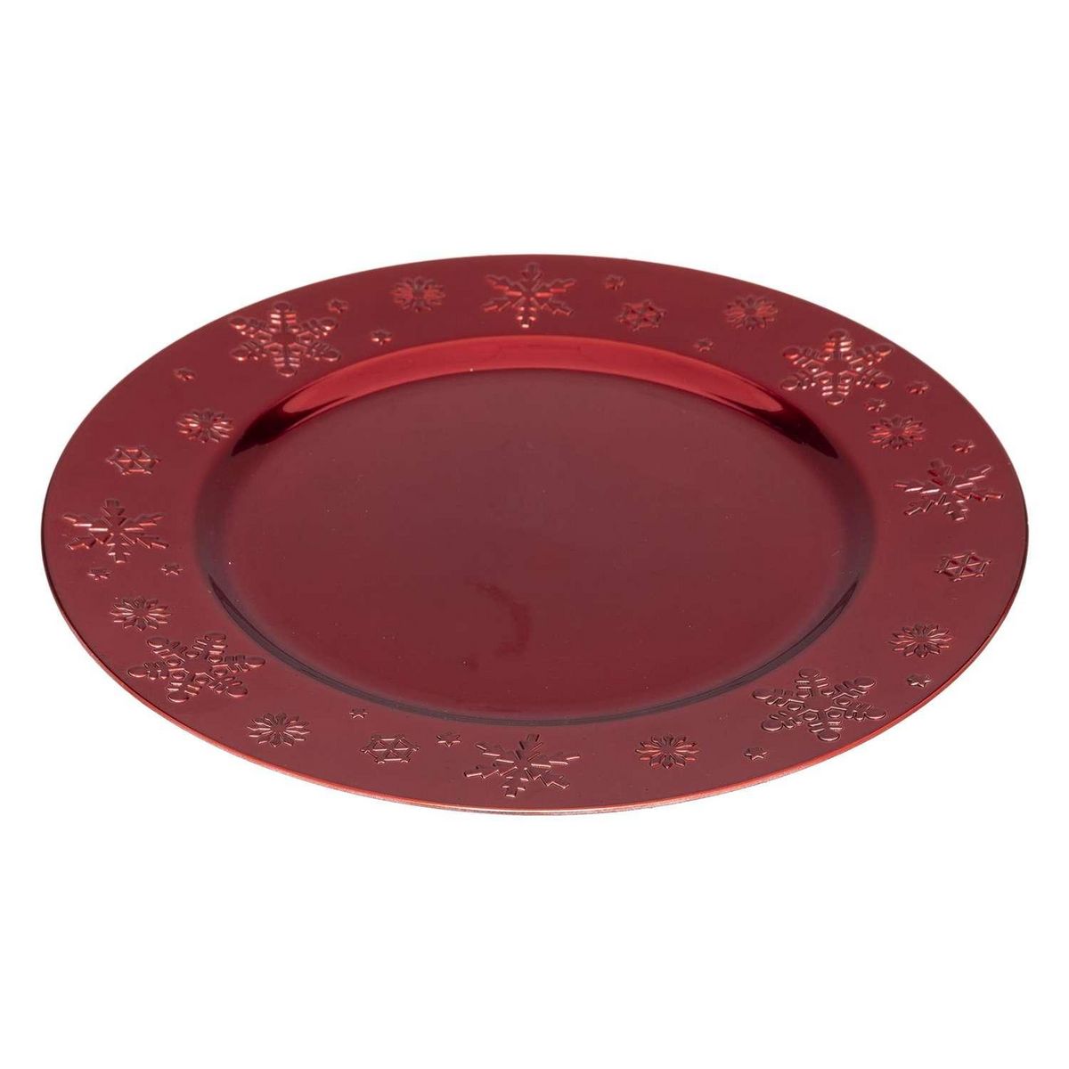 ATMOSPHERA Lot de 12 dessous d'assiette Flocon Diam 33 cm - Rouge