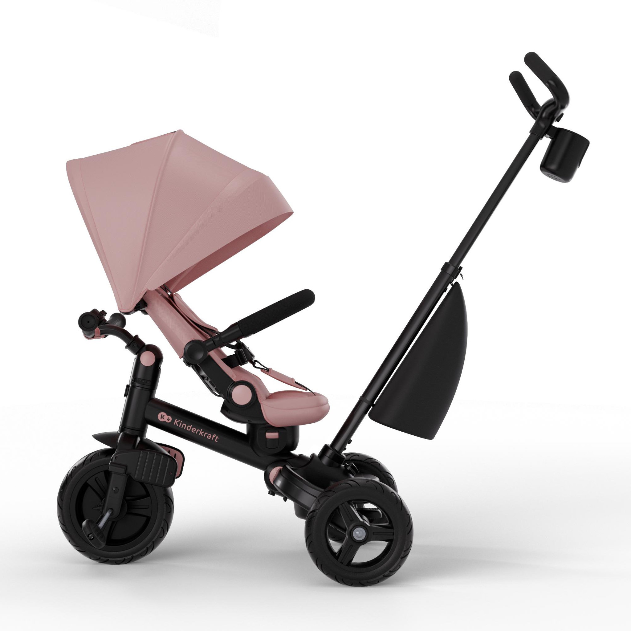 Voir la diapositive 6 : KINDERKRAFT Tricycle Kinderkraft AVEO 2 PLUS 6-en-1 évolutif, siège 360°, position allongée, canopy UPF50+, pliage rapide, Rose