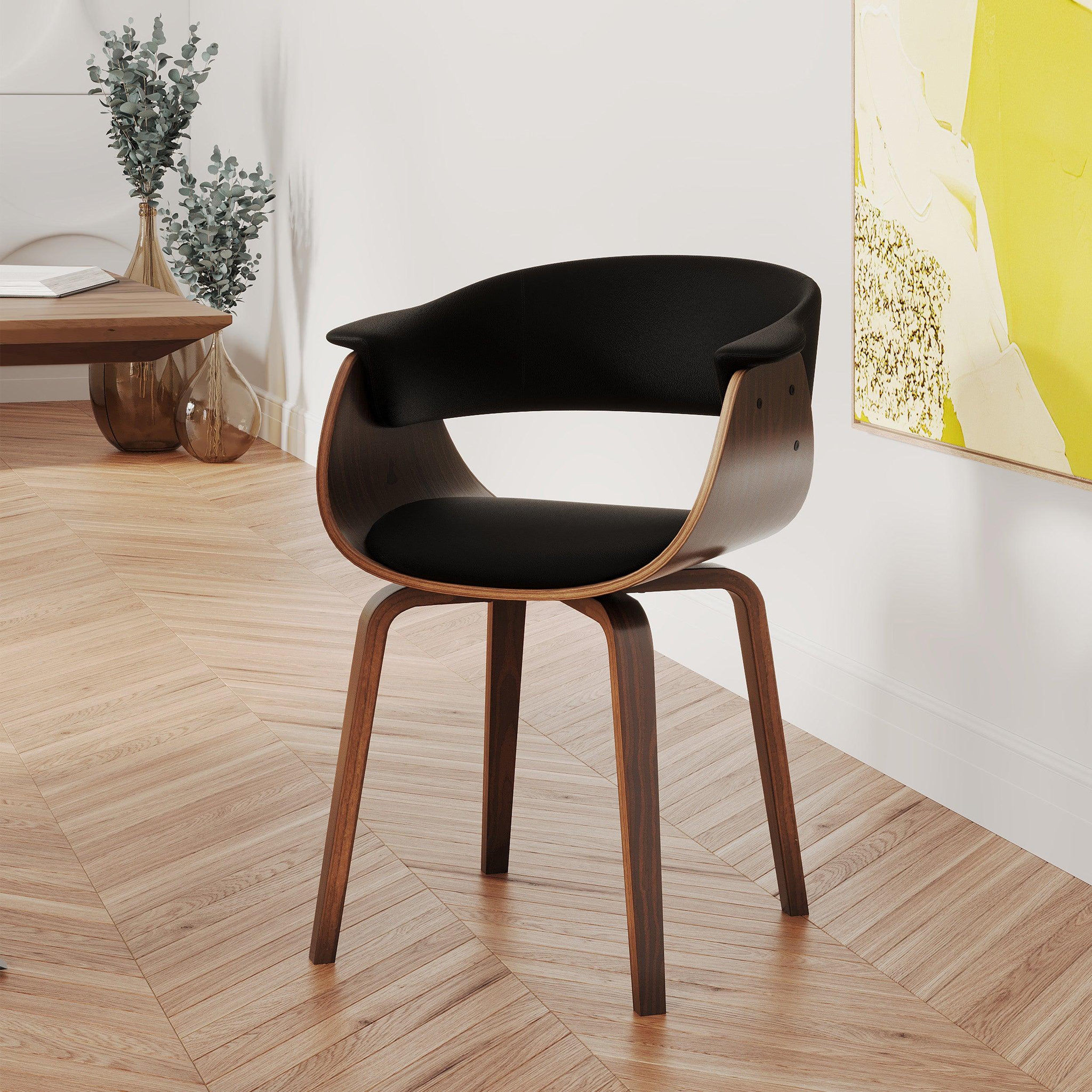 Voir la diapositive 2 : MAISON PAVANE Chaise en cuir synthétique noir-piada