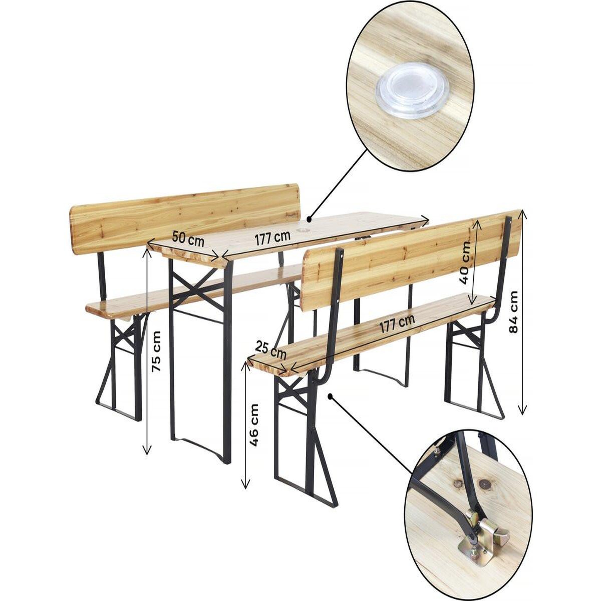 Voir la diapositive 3 : Habitat et Jardin Salon de jardin set brasserie en bois avec dossier  lisbonne  - 180 cm - marron