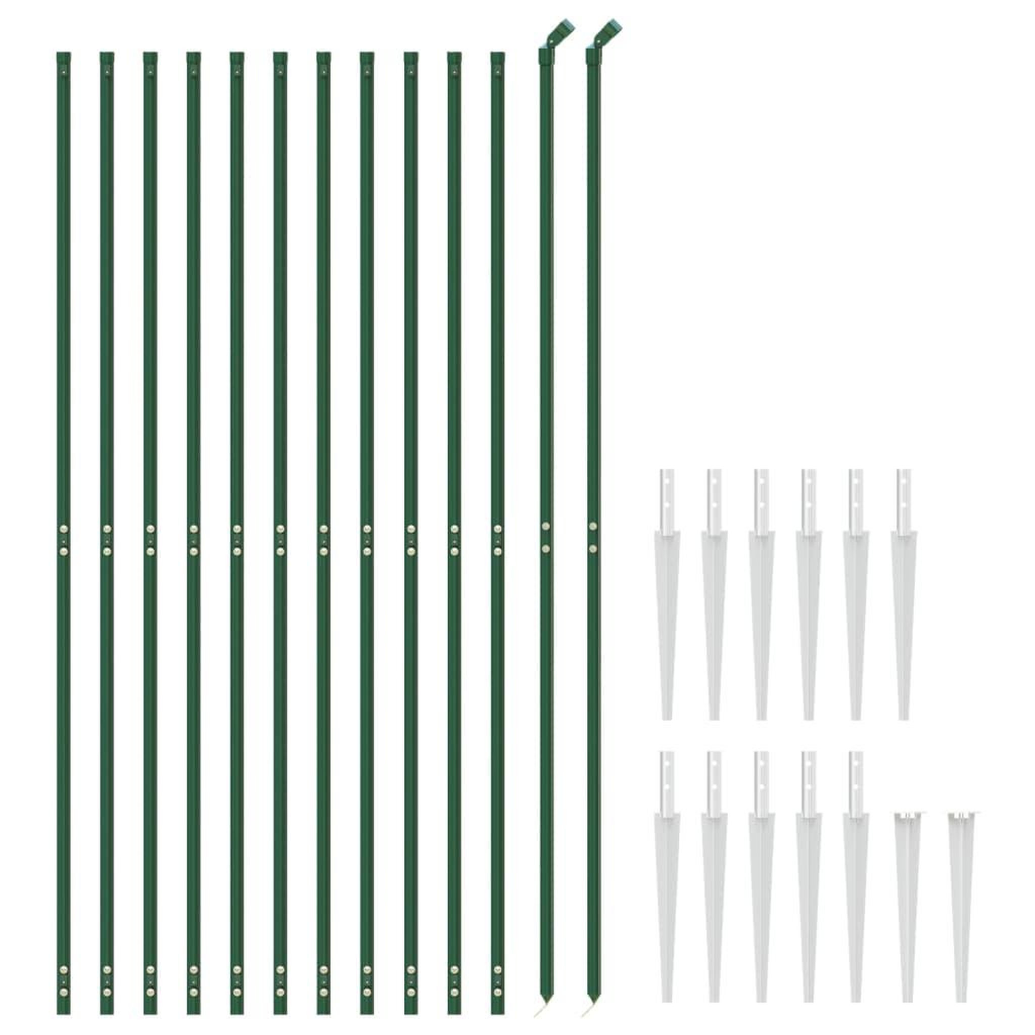 Voir la diapositive 3 : VIDAXL Cloture en treillis metallique et piquet d'ancrage vert 1,4x25m