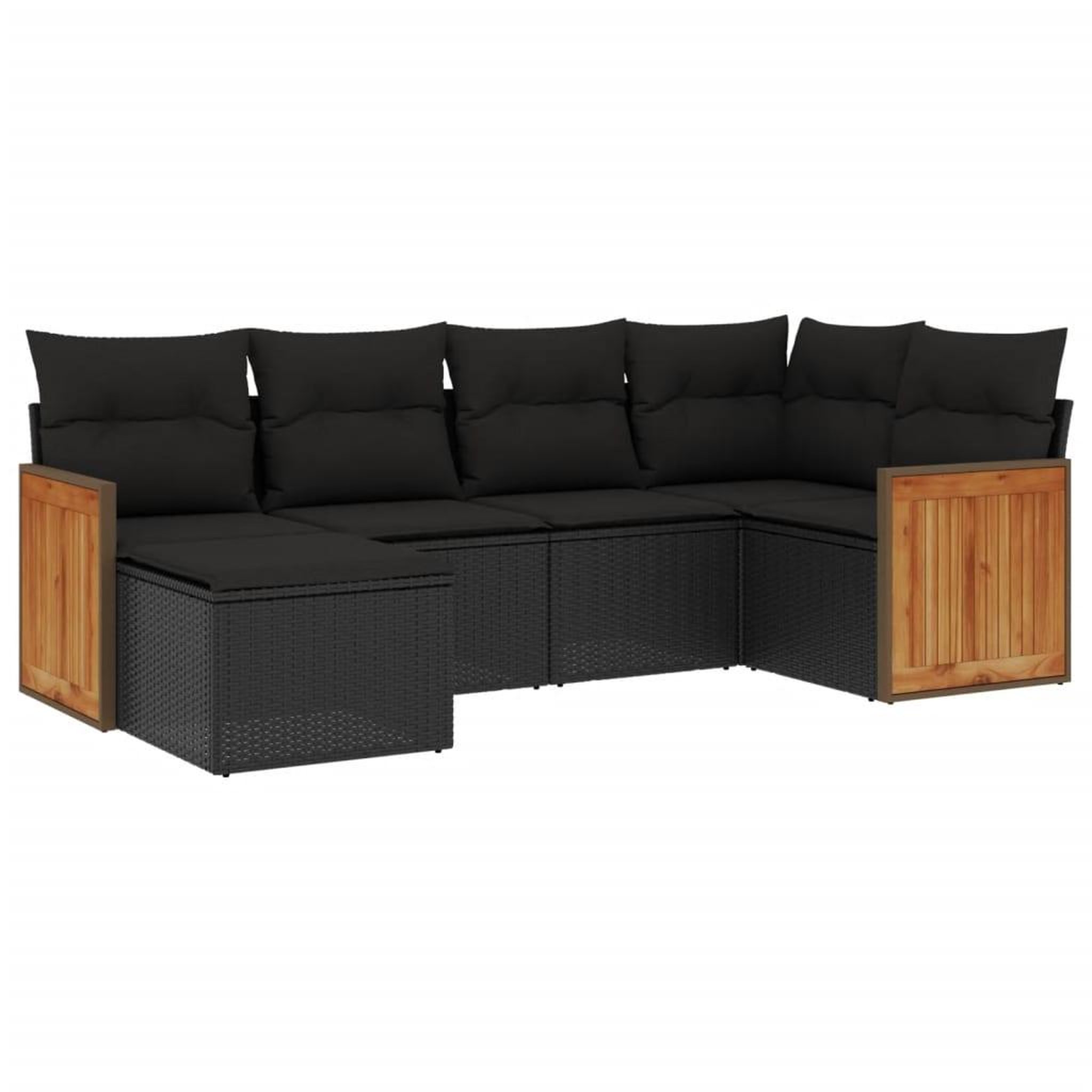 Voir la diapositive 2 : VIDAXL Salon de jardin 6 pcs avec coussins noir resine tressee