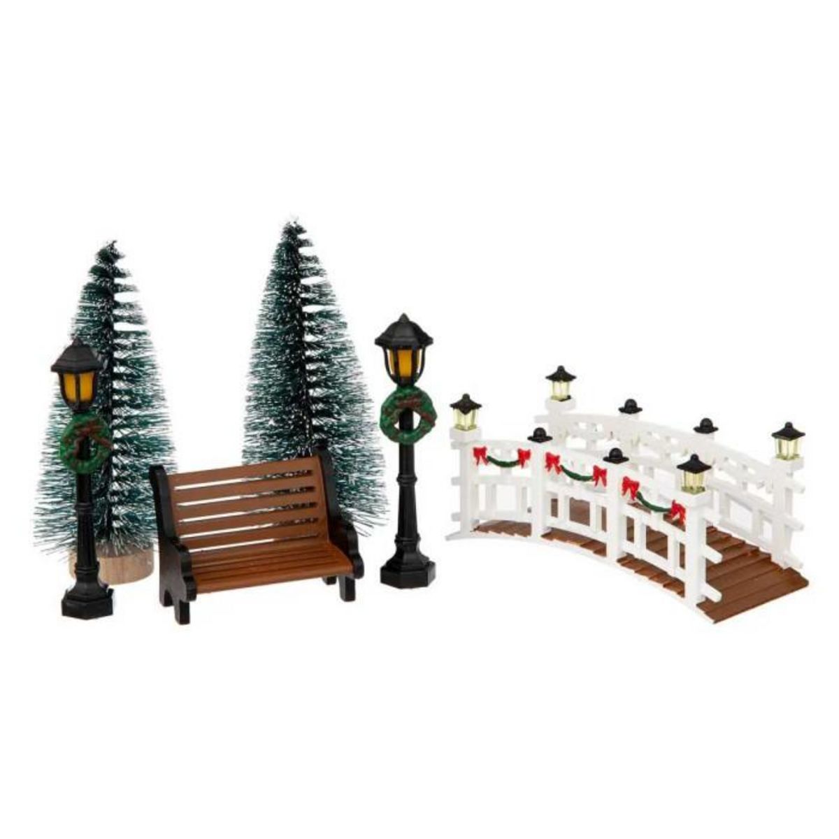 FEERIC LIGHT & CHRISTMAS Lot de 6 Accessoires Village de Noël  Déco  22cm Multicolore