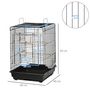 Voir la diapositive 3 : PAWHUT Cage à oiseaux 2 mangeoires 2 perchoirs toit ouvrant plateau excrément amovible poignée transport métal PS noir