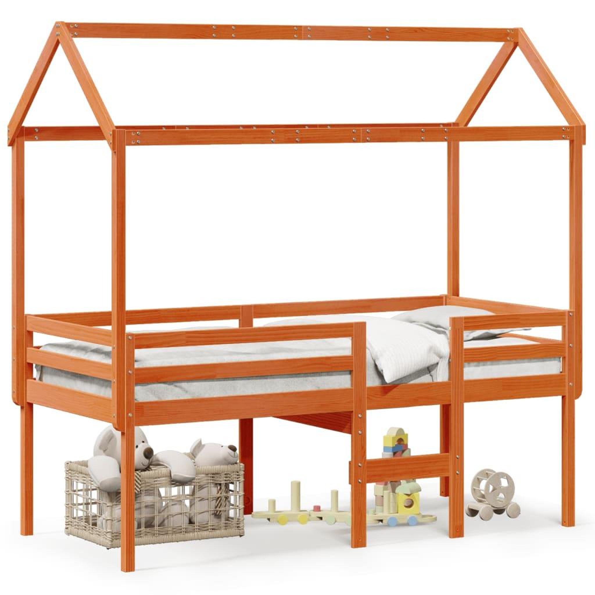 Voir la diapositive 2 : VIDAXL Lit haut sans matelas cire marron 90x190 cm bois de pin massif