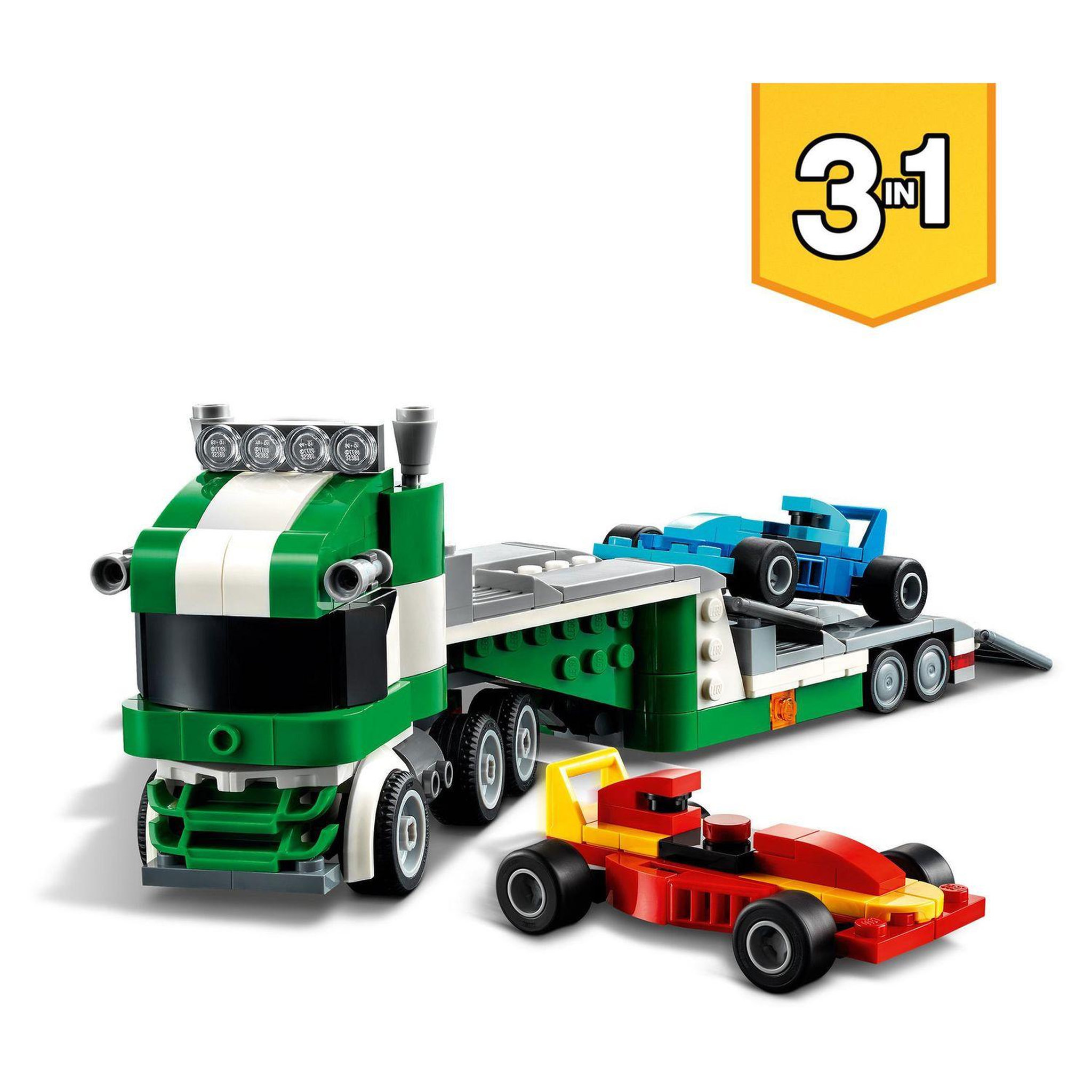 Voir la diapositive 4 : LEGO Creator 31113 - Le transporteur de voitures de course