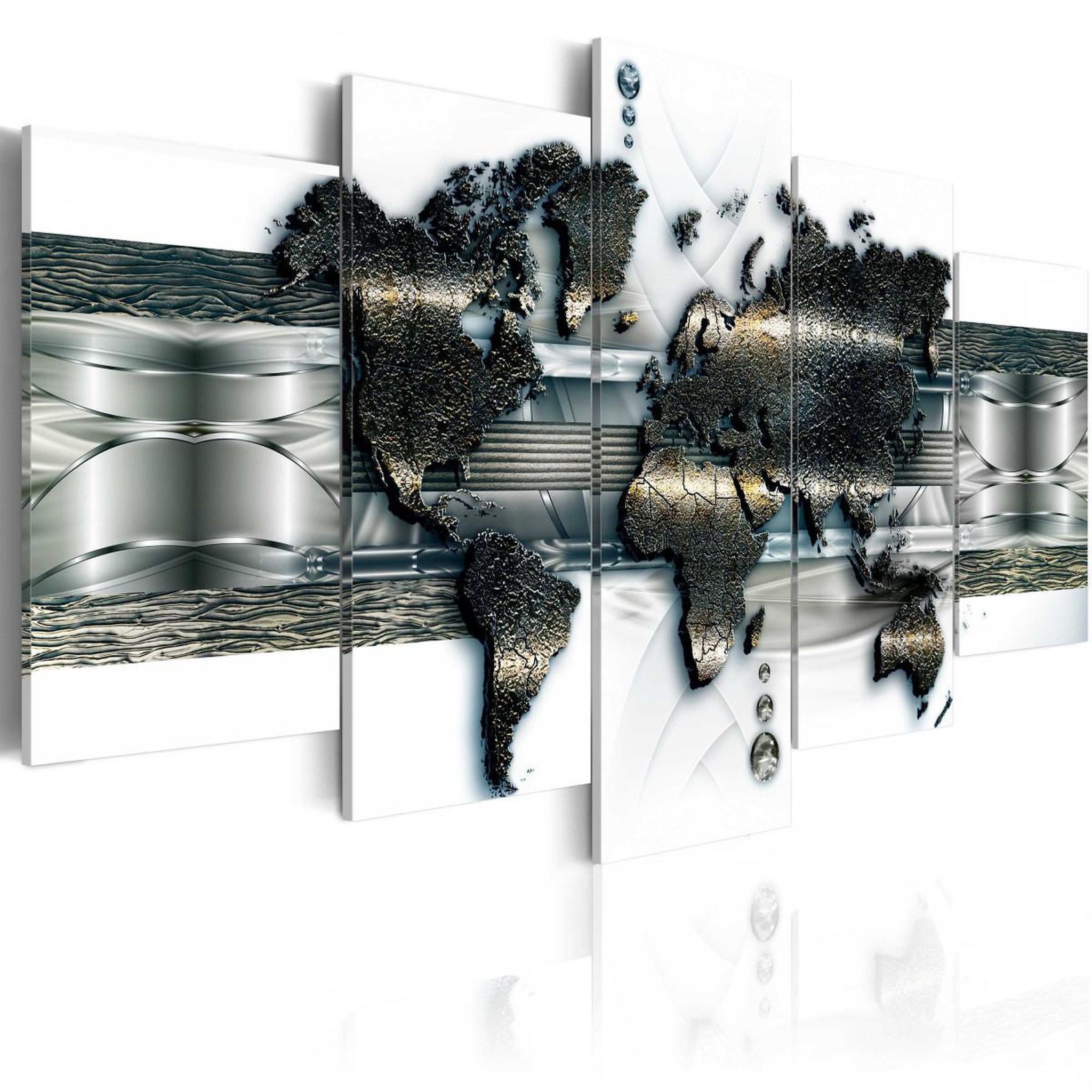 Paris Prix Tableau imprimé  metal world map. Coloris disponibles : Multicolore