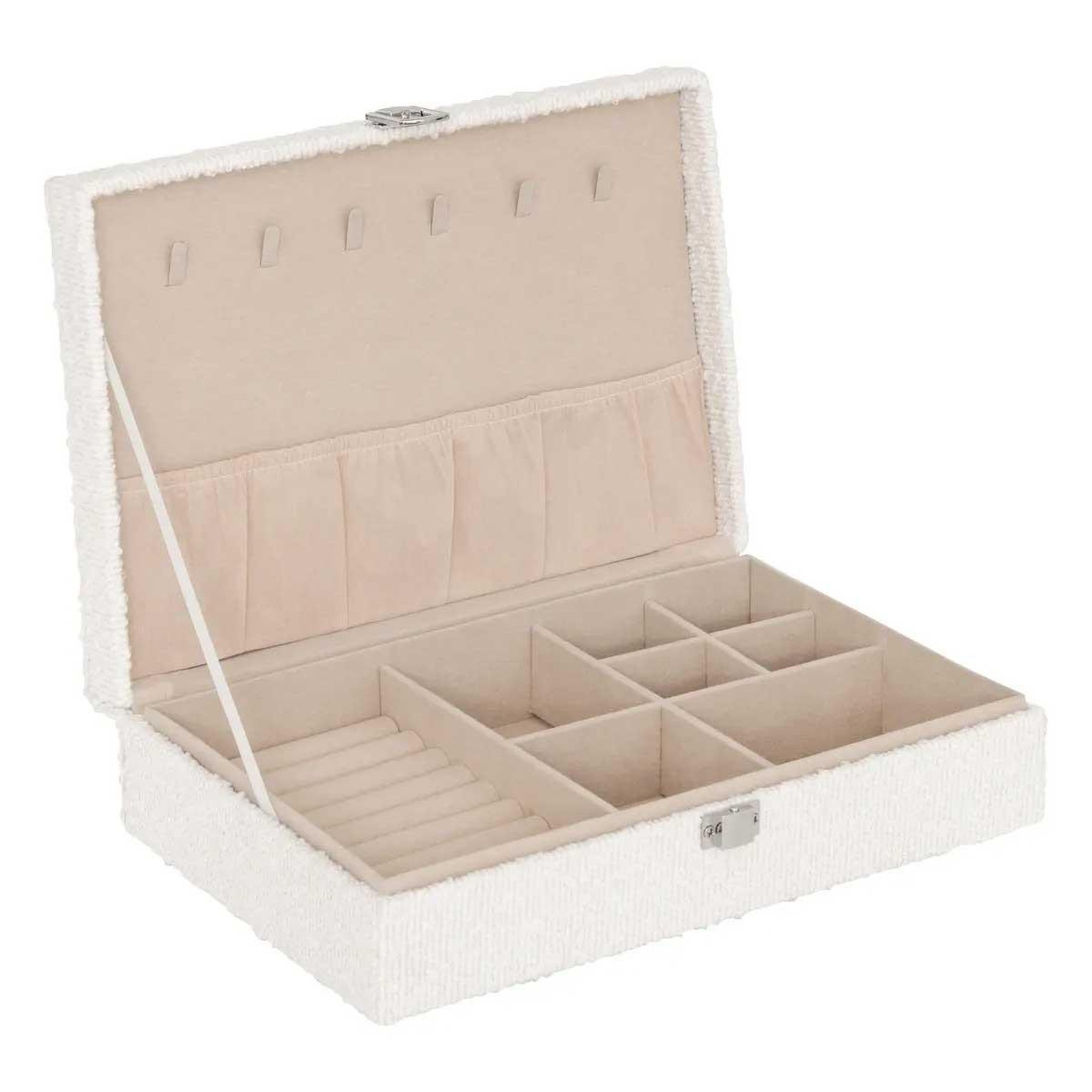 Voir la diapositive 2 : ATMOSPHERA Boîte à bijoux bouclette  loe  28cm blanc