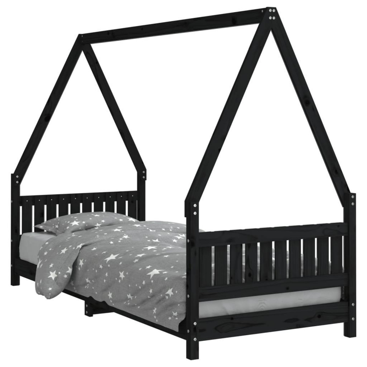 VIDAXL Cadre de lit pour enfants noir 80x200 cm bois de pin massif