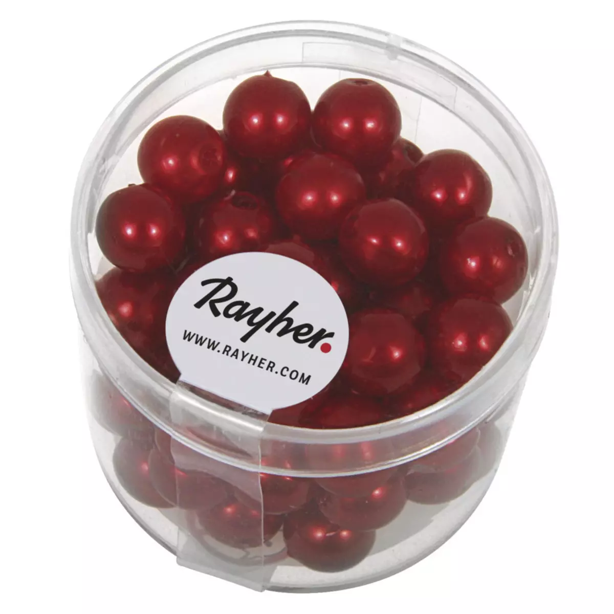 Rayher Perles de cire, 8 mm ø, rouge, boîte 62 pces