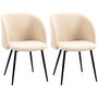 Voir la diapositive 1 : HOMCOM Chaises de visiteur design - lot de 2 chaises - piètement incliné effilé acier noir - revêtement effet laine bouclée beige