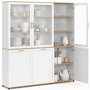 Voir la diapositive 4 : ID MARKET Buffet vaisselier 160 cm VITO meuble de cuisine 6 portes blanc et bois