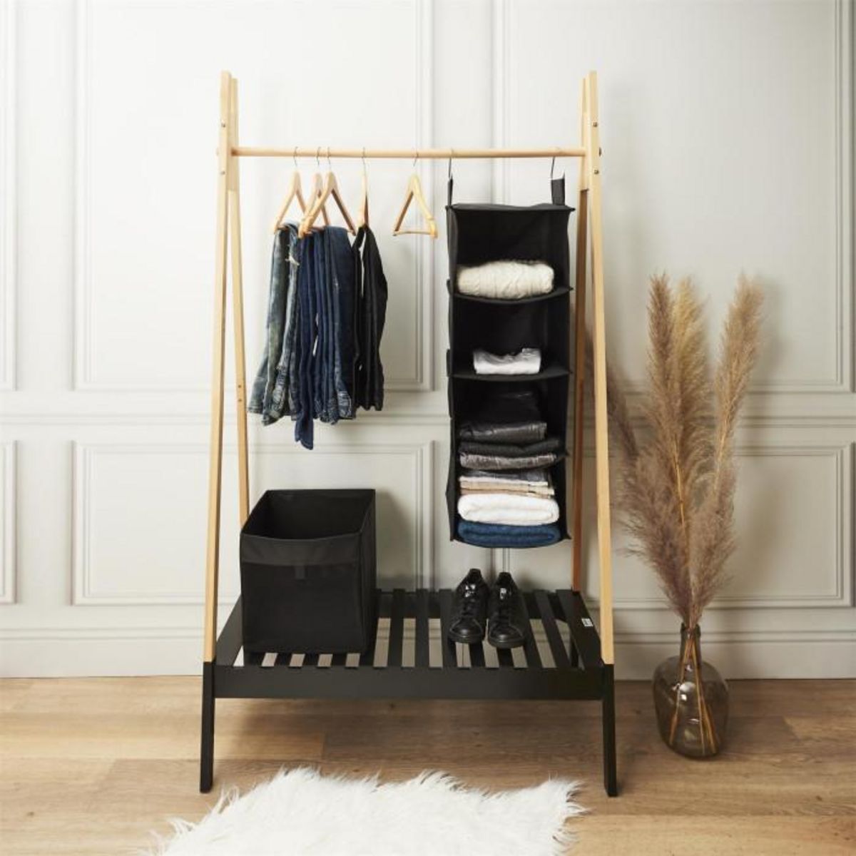 Paris Prix Rangement 5 Cases à Suspendre  Pliable  80cm Noir