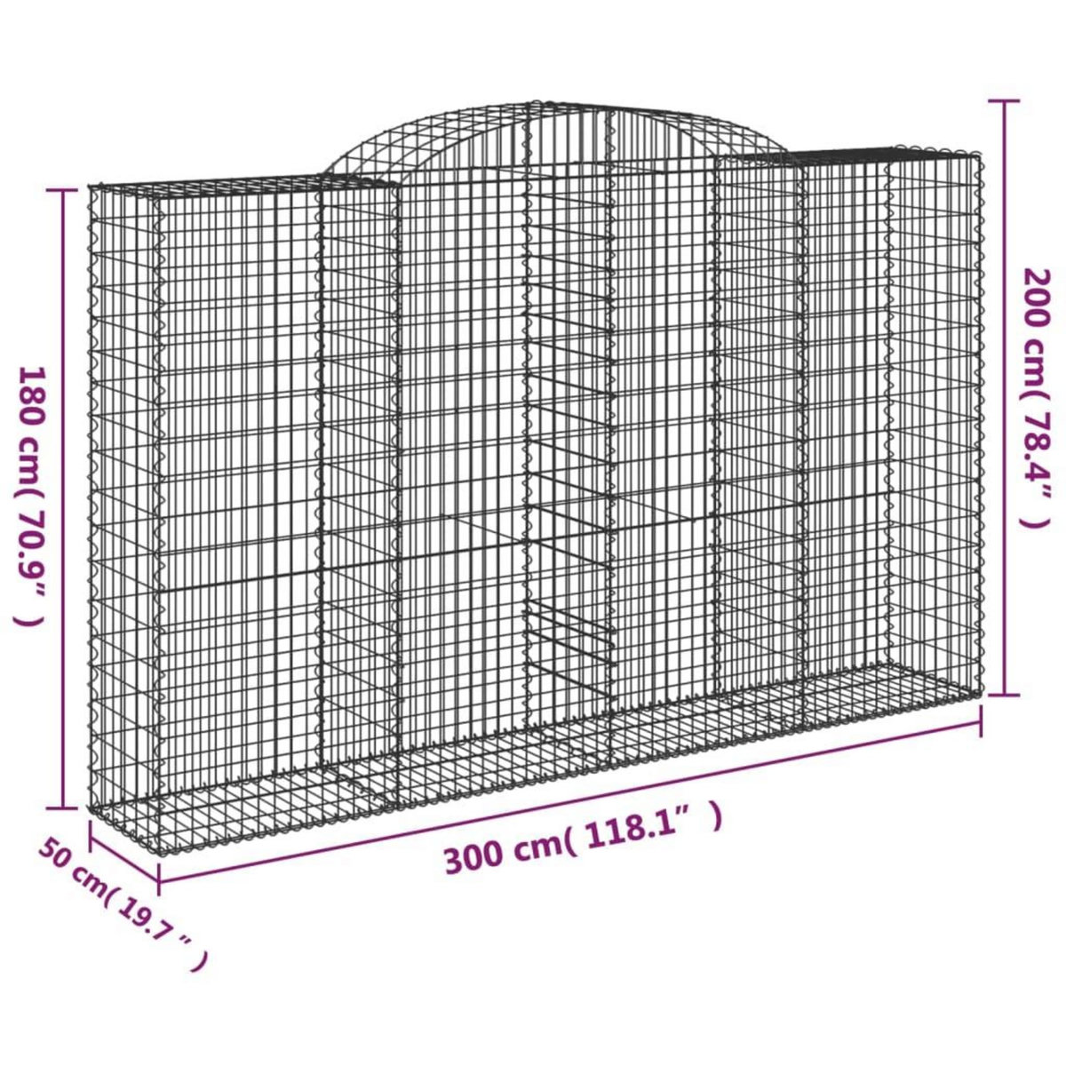 VIDAXL Paniers a gabions arques 5 pcs 300x50x180/200 cm fer galvanise