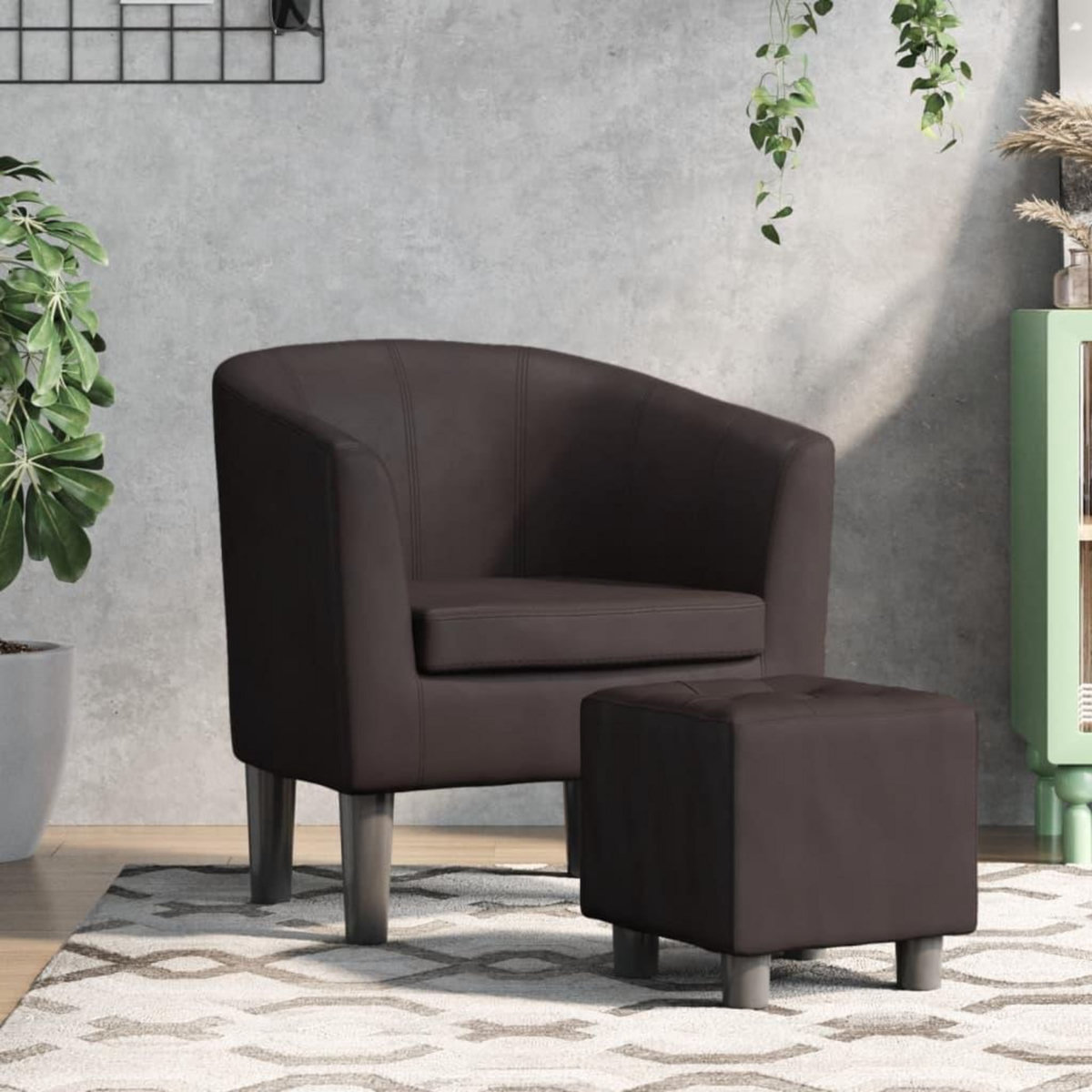 VIDAXL Fauteuil avec repose-pied marron similicuir