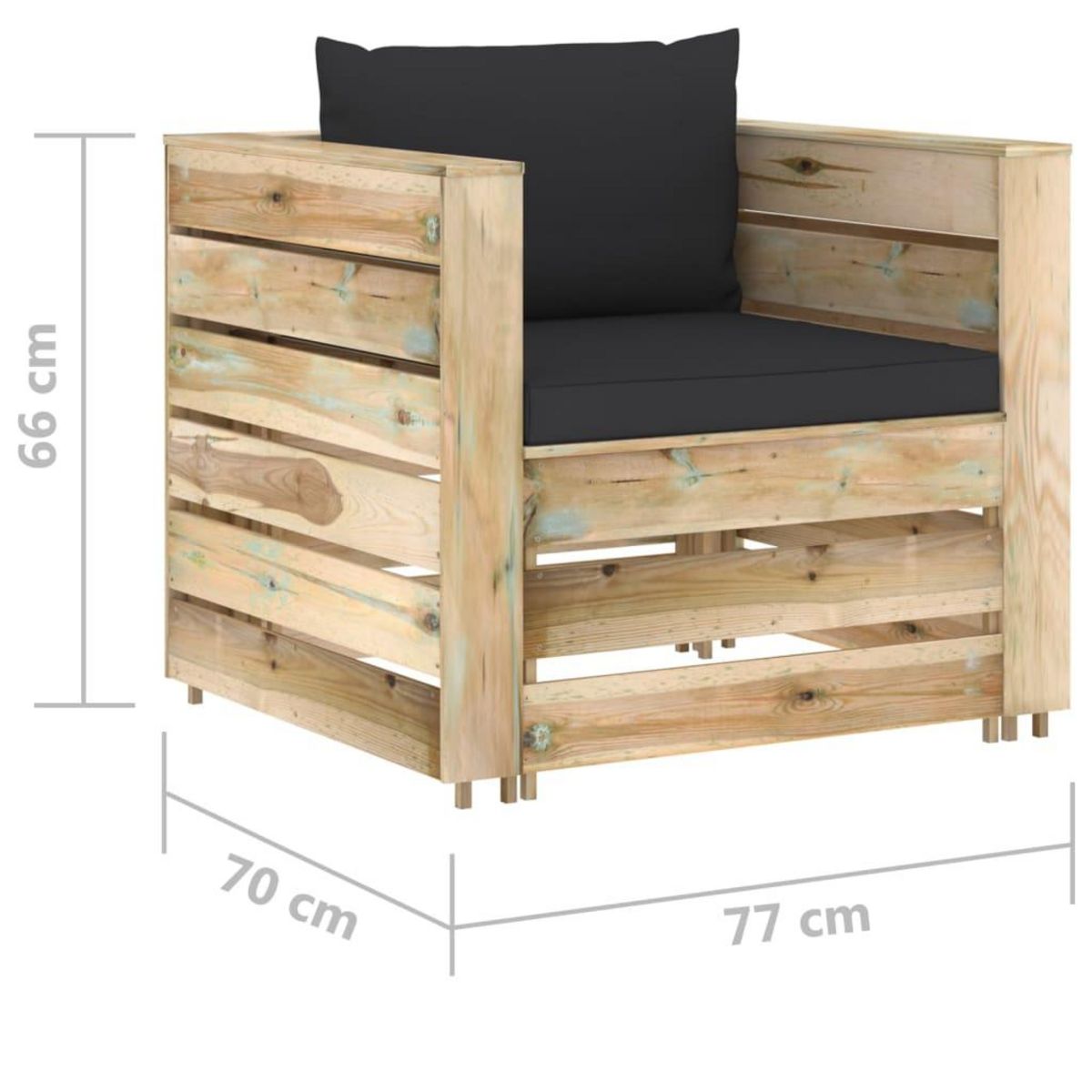 VIDAXL Salon de jardin 2 pcs avec coussins Bois impregne de vert
