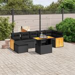 VIDAXL Salon de jardin 8 pcs avec coussins noir resine tressee
