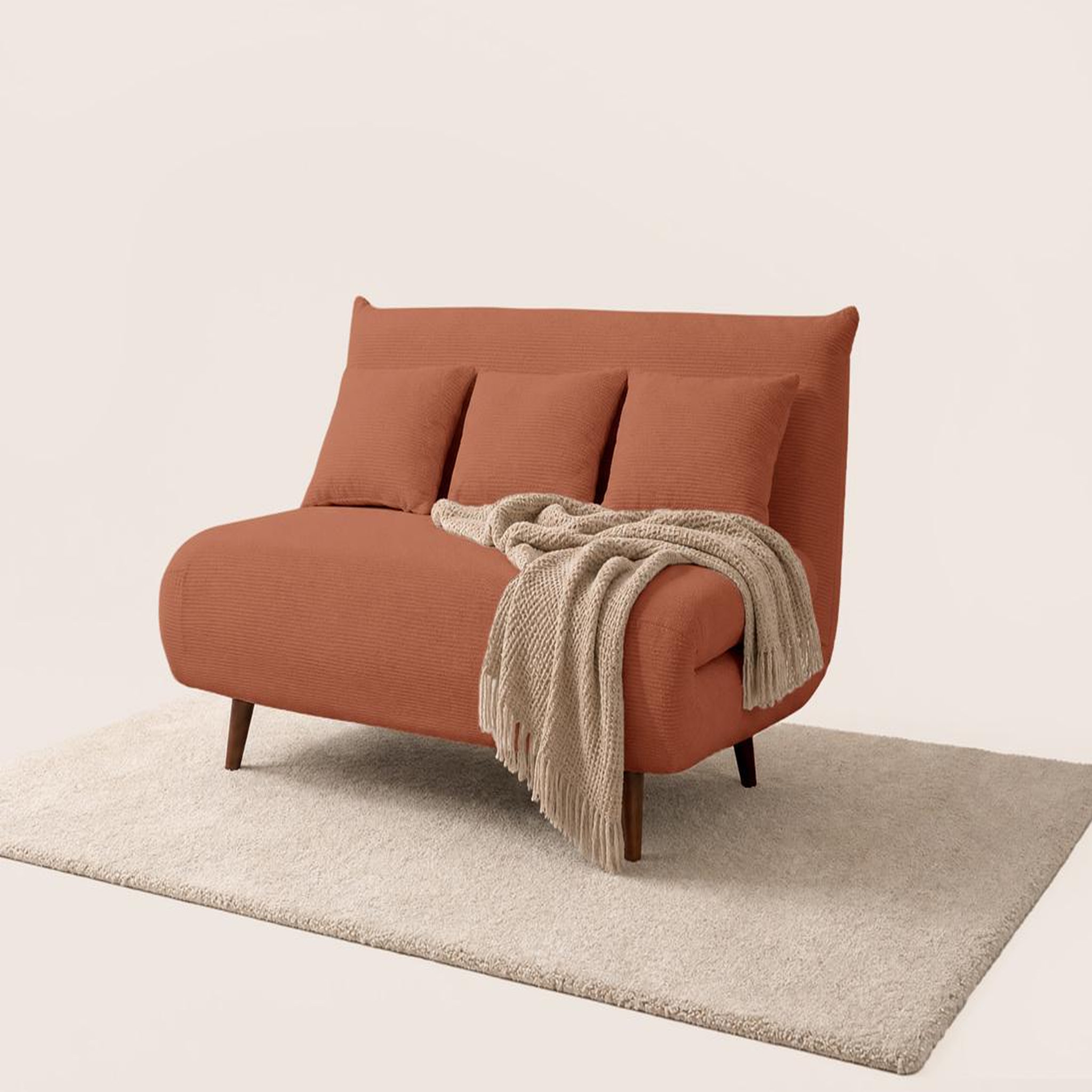 Voir la diapositive 2 : BEST MOBILIER Lumi - banquette convertible clic-clac 2 places en velours côtelé