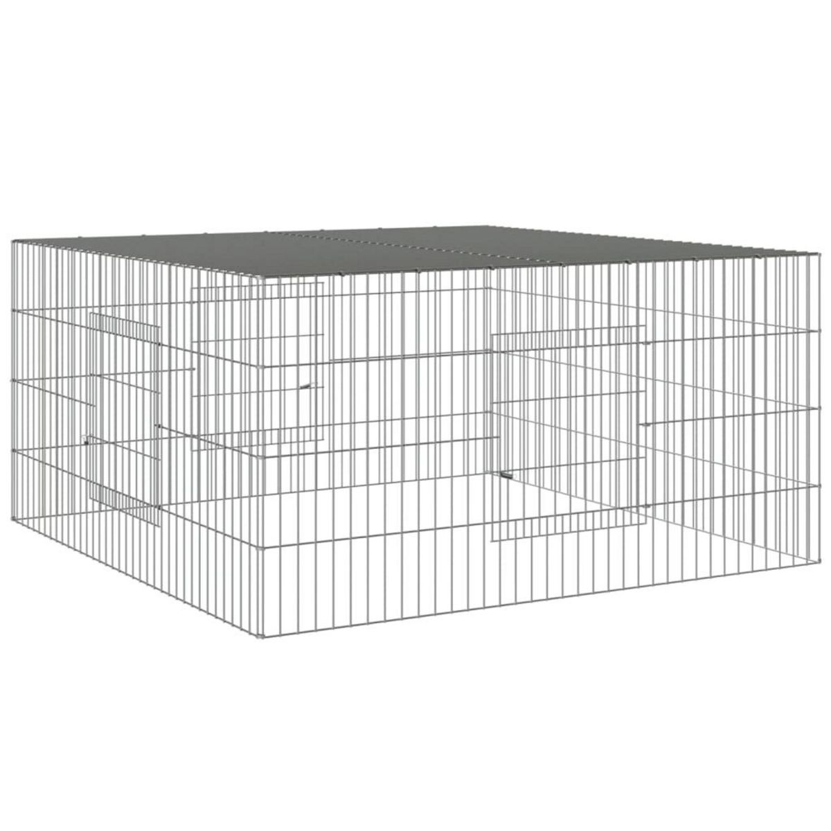 VIDAXL Cage a lapin 110x110x55 cm Fer galvanise