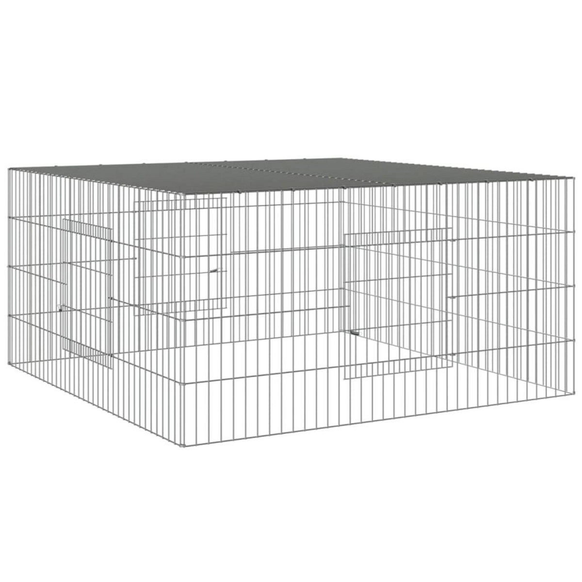 VIDAXL Cage a lapin 110x110x55 cm Fer galvanise