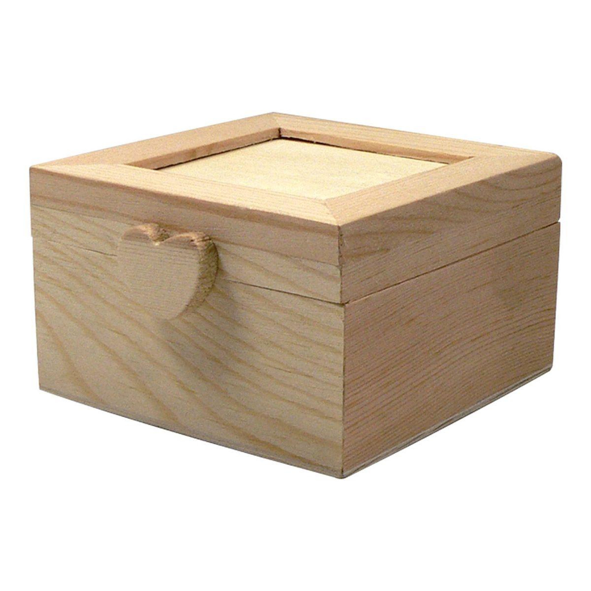 Voir la diapositive 1 : HOMEA Boîte Déco en Bois  Cube Cœur  7cm Naturel