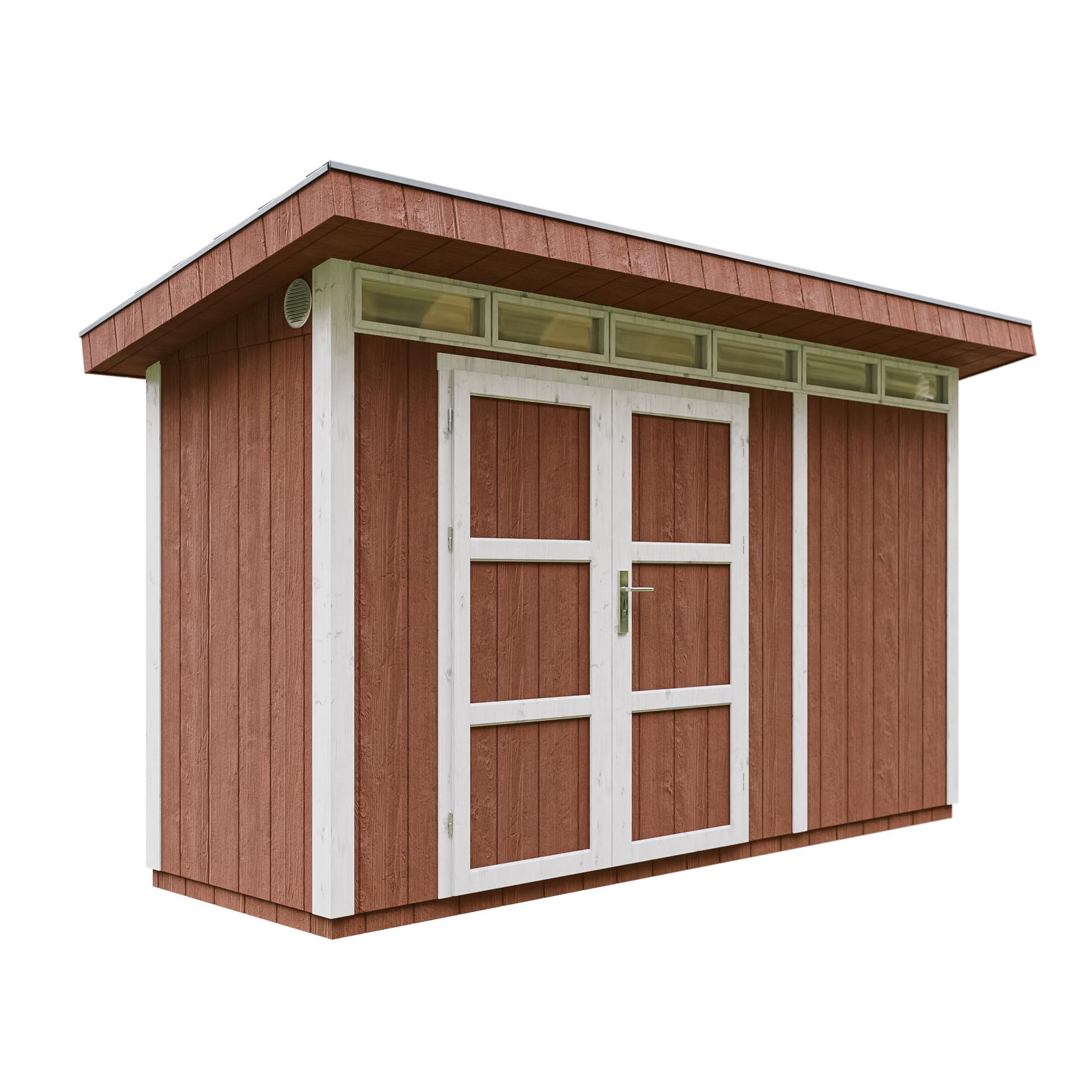 Voir la diapositive 1 : TIMBELA Abri de Jardin Qualité Premium 4m²L161xL412xH239cm avec sol, bardeaux bitumineux M902A