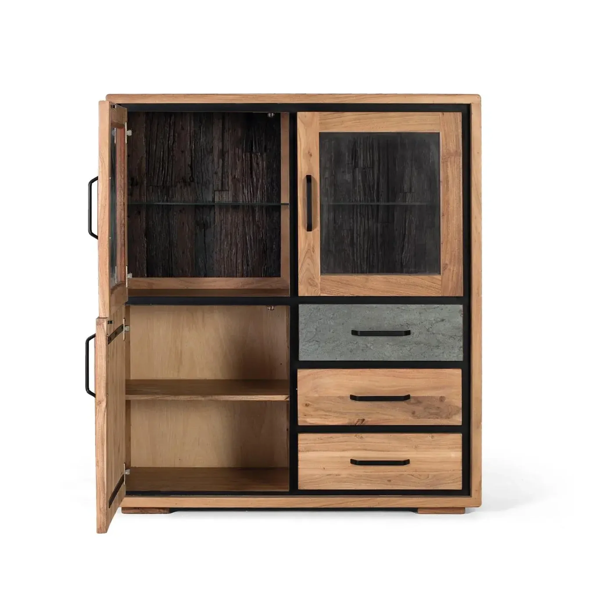 Voir la diapositive 3 : GINER Y COLOMER SL Buffet en bois d'acacia 110cm style industriel moderne