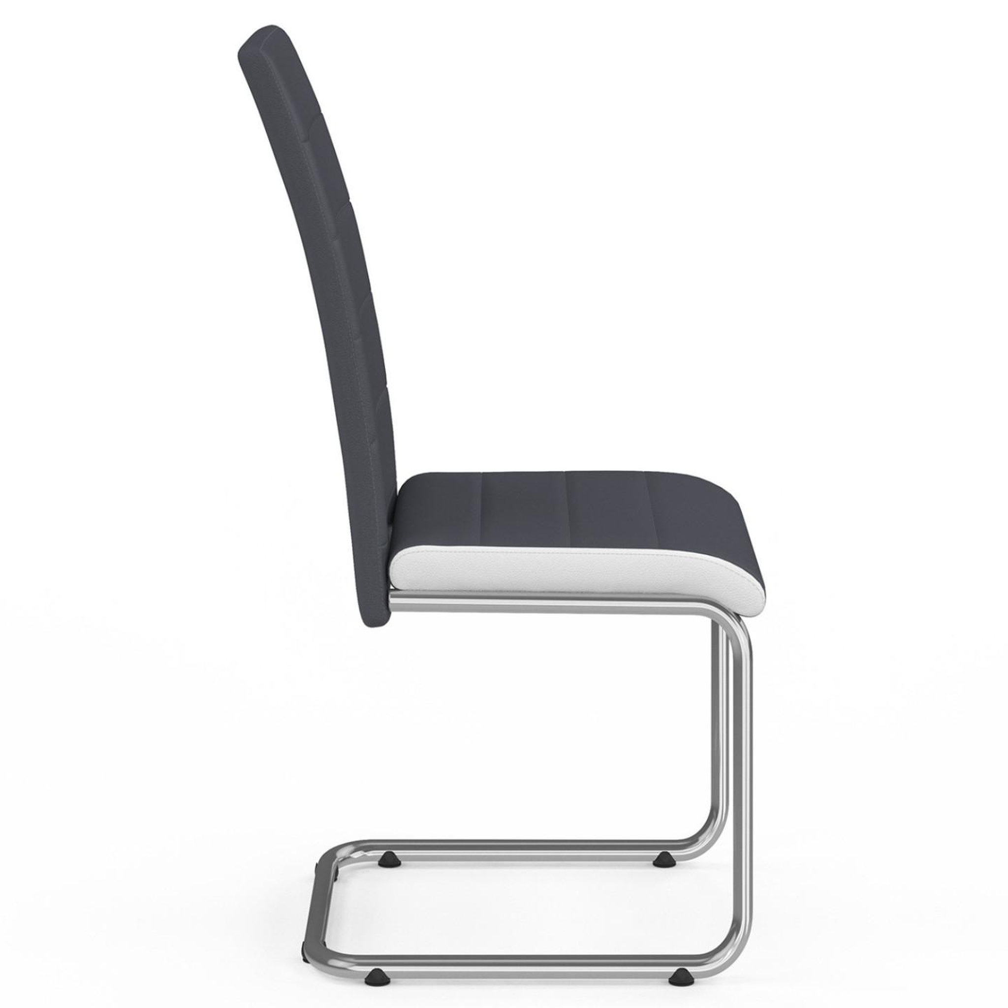 Voir la diapositive 4 : ID MARKET Lot de 4 chaises mia grises liseré blanc pour salle à manger