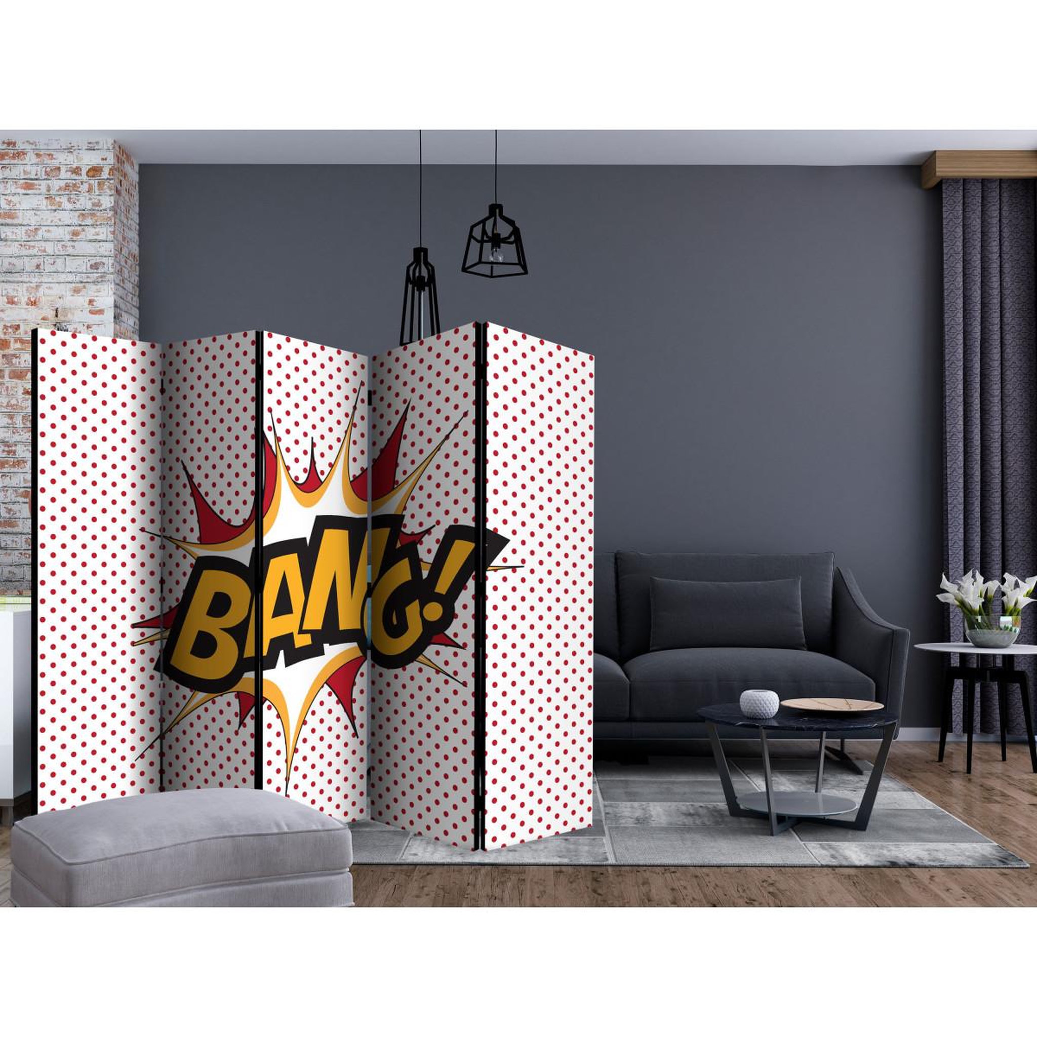 Voir la diapositive 2 : Paris Prix Paravent 5 volets  bang !  172x225cm