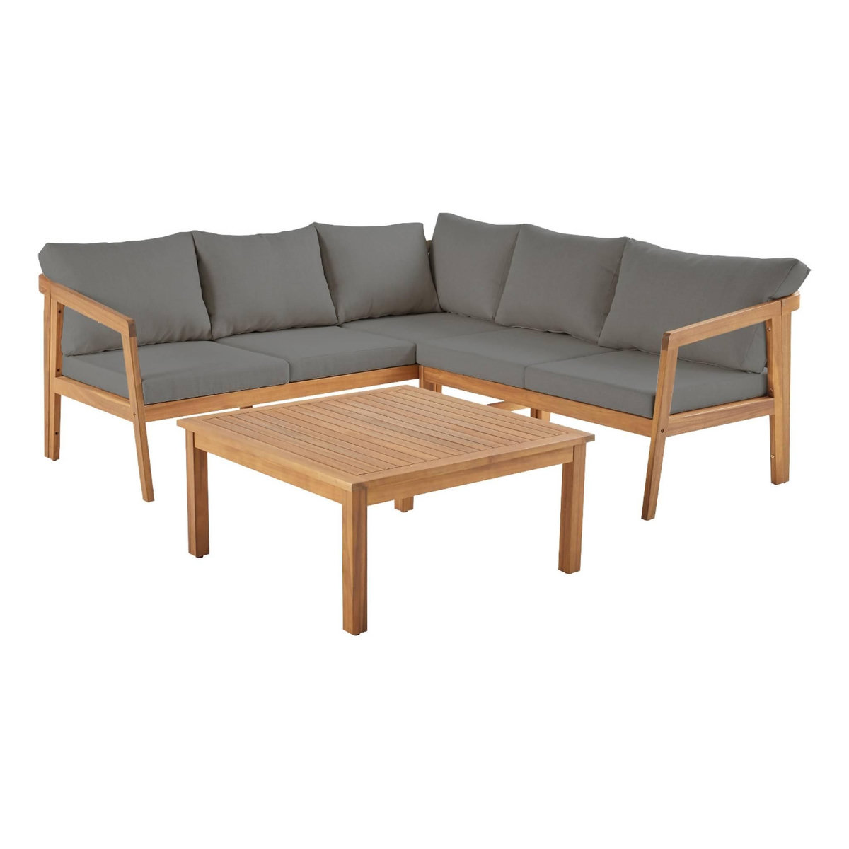 SWEEEK Salon de jardin d'angle en acacia 5 places LOBERIA CORNER, table carrée