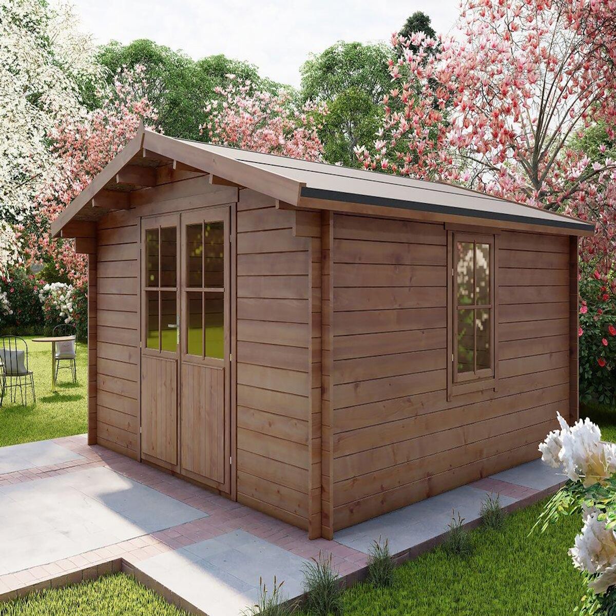 Habitat et Jardin Abri de jardin bois  traité autoclave marron  Montlaur  - 18,9 m² - 35 mm