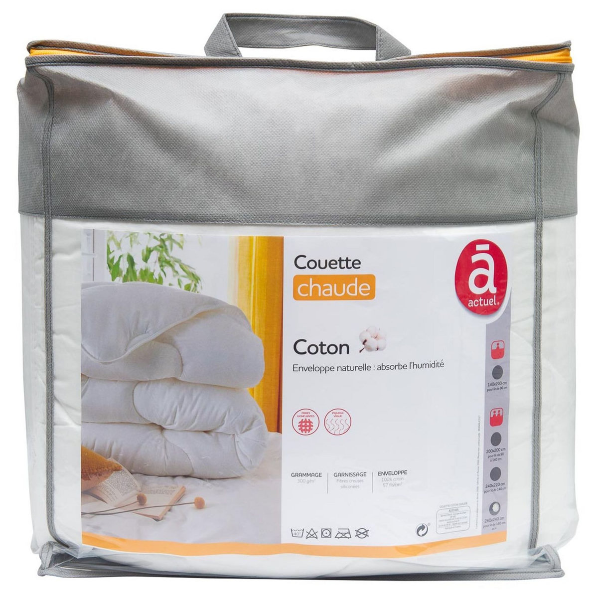 ACTUEL Couette chaude unie en coton 300 g/m² 