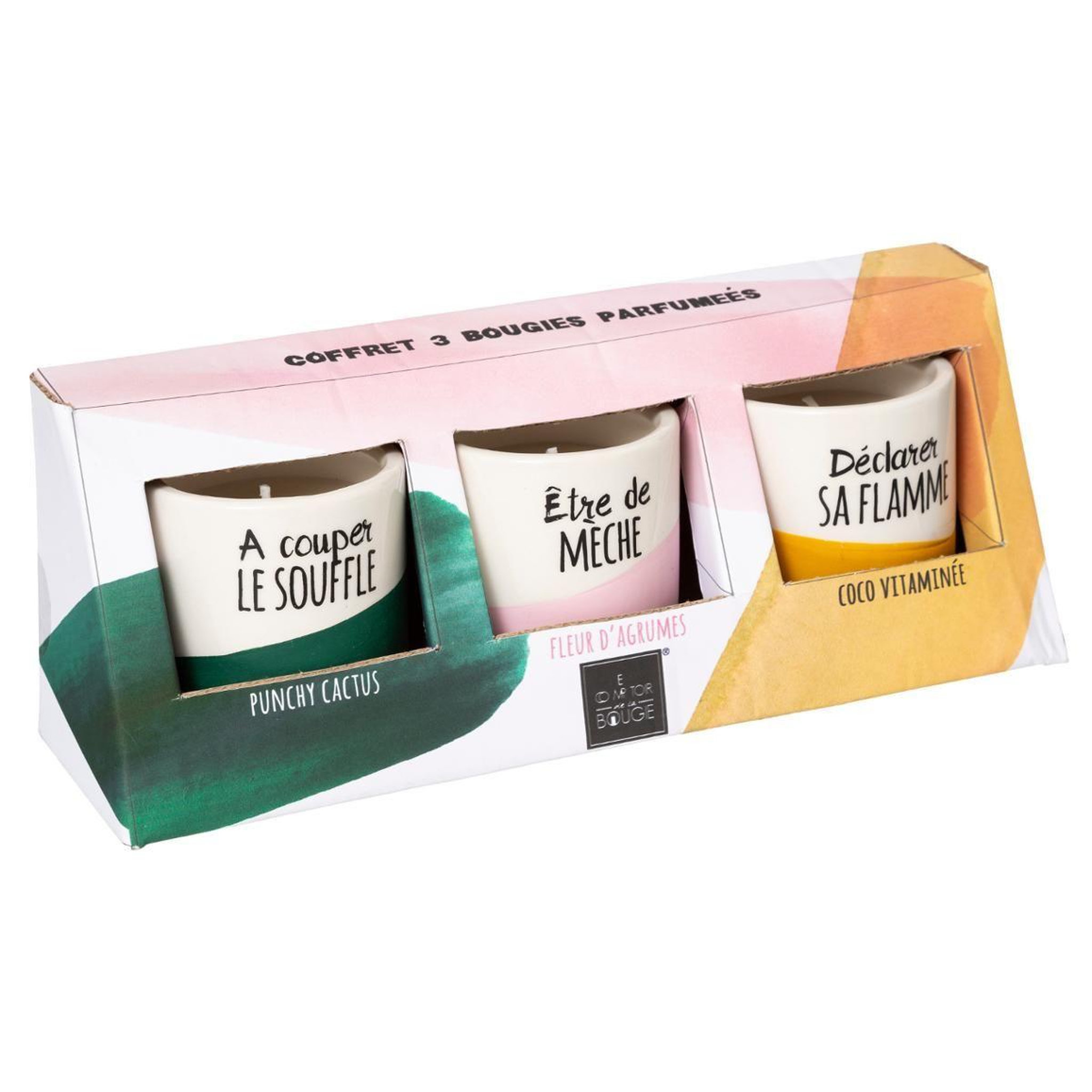 Voir la diapositive 5 : COMPTOIR DE LA BOUGIE Lot de 3 bougies parfumées  arty  110g multicolore