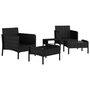 Voir la diapositive 4 : VIDAXL Salon de jardin 5 pcs avec coussins Noir Resine tressee