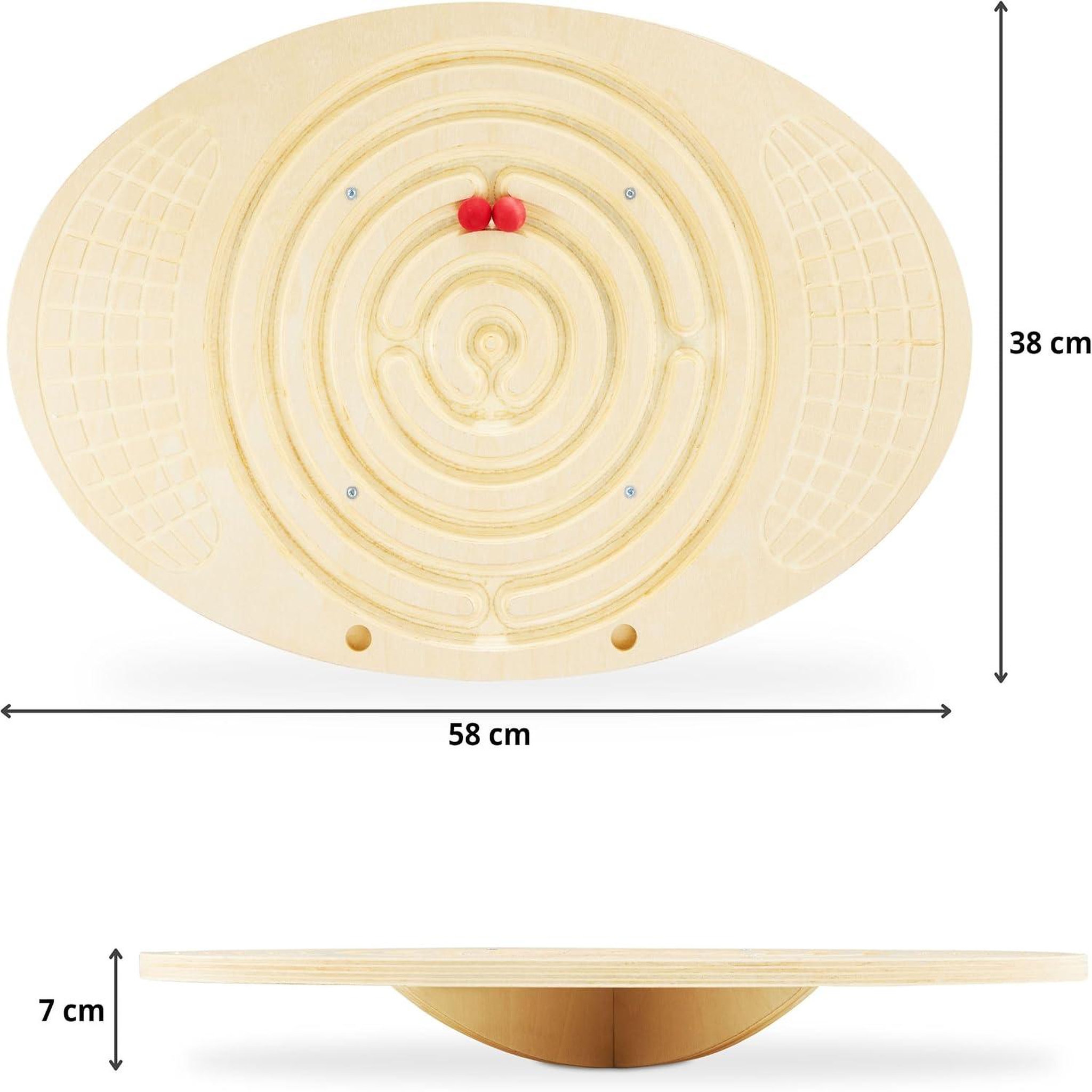 Voir la diapositive 3 : MAMABRUM Planche d'Équilibre en Bois de Bouleau avec Labyrinthe et 2 Boules pour Enfants et Adultes