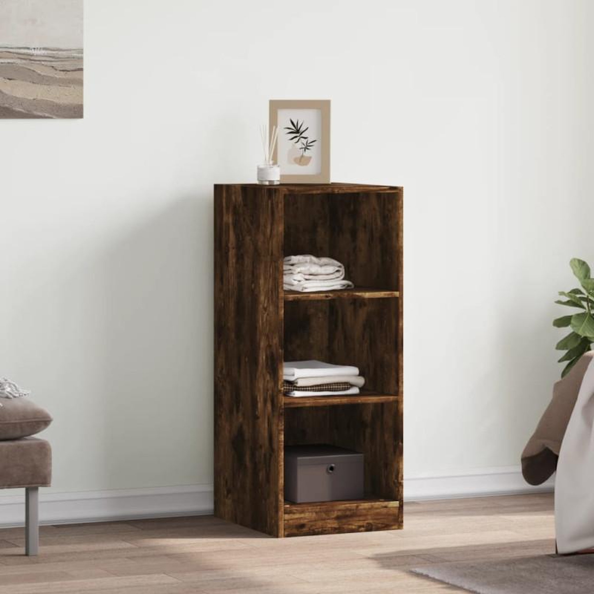 Voir la diapositive 3 : VIDAXL Garde robe chêne fumé 48x41x102 cm bois d ingénierie