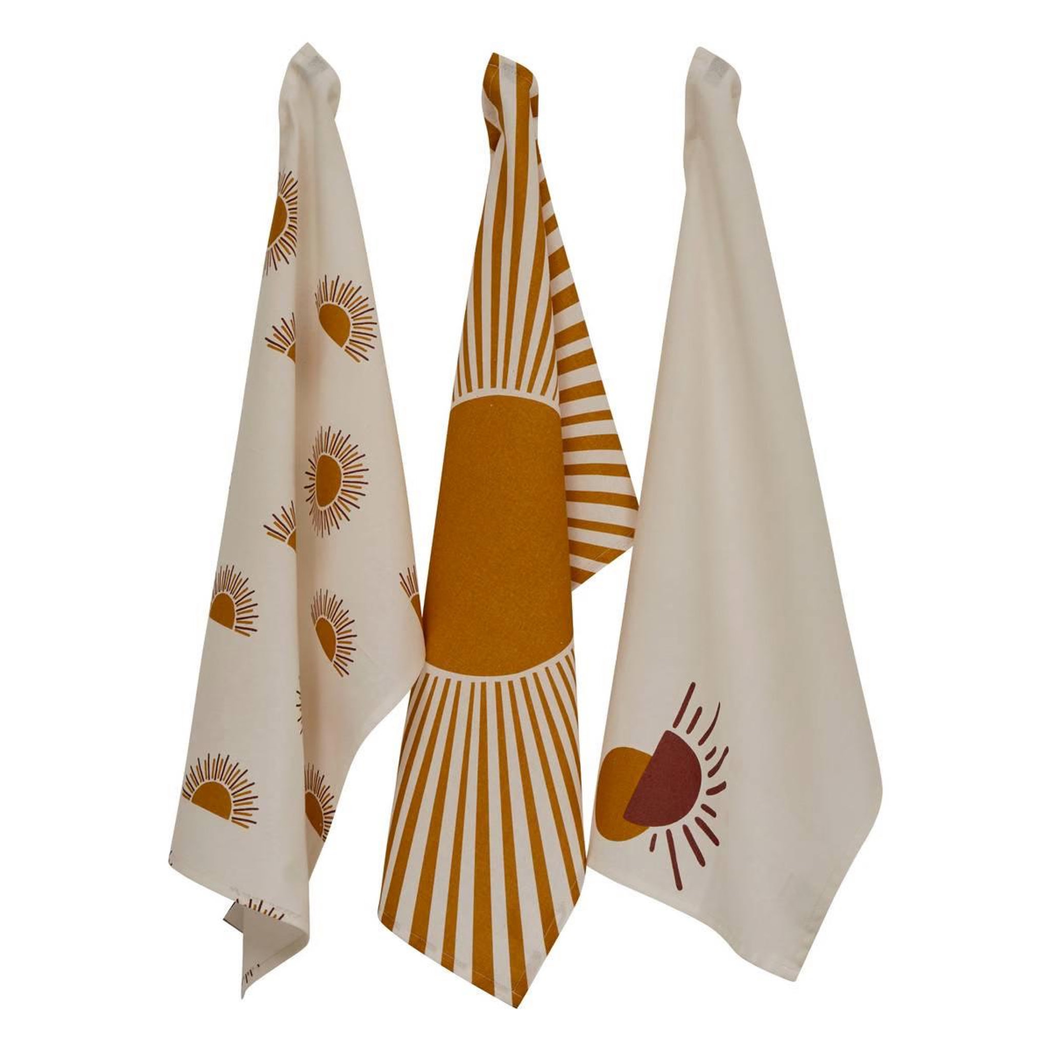 Voir la diapositive 1 : ATMOSPHERA Lot de 3 torchons de cuisine  solaris  45x70cm ocre