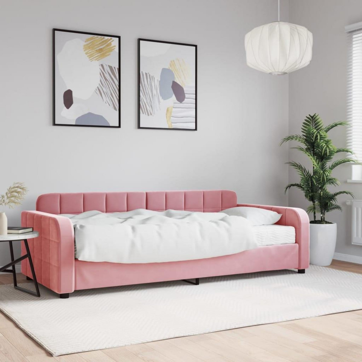 VIDAXL Lit de jour avec matelas rose 90x200 cm velours