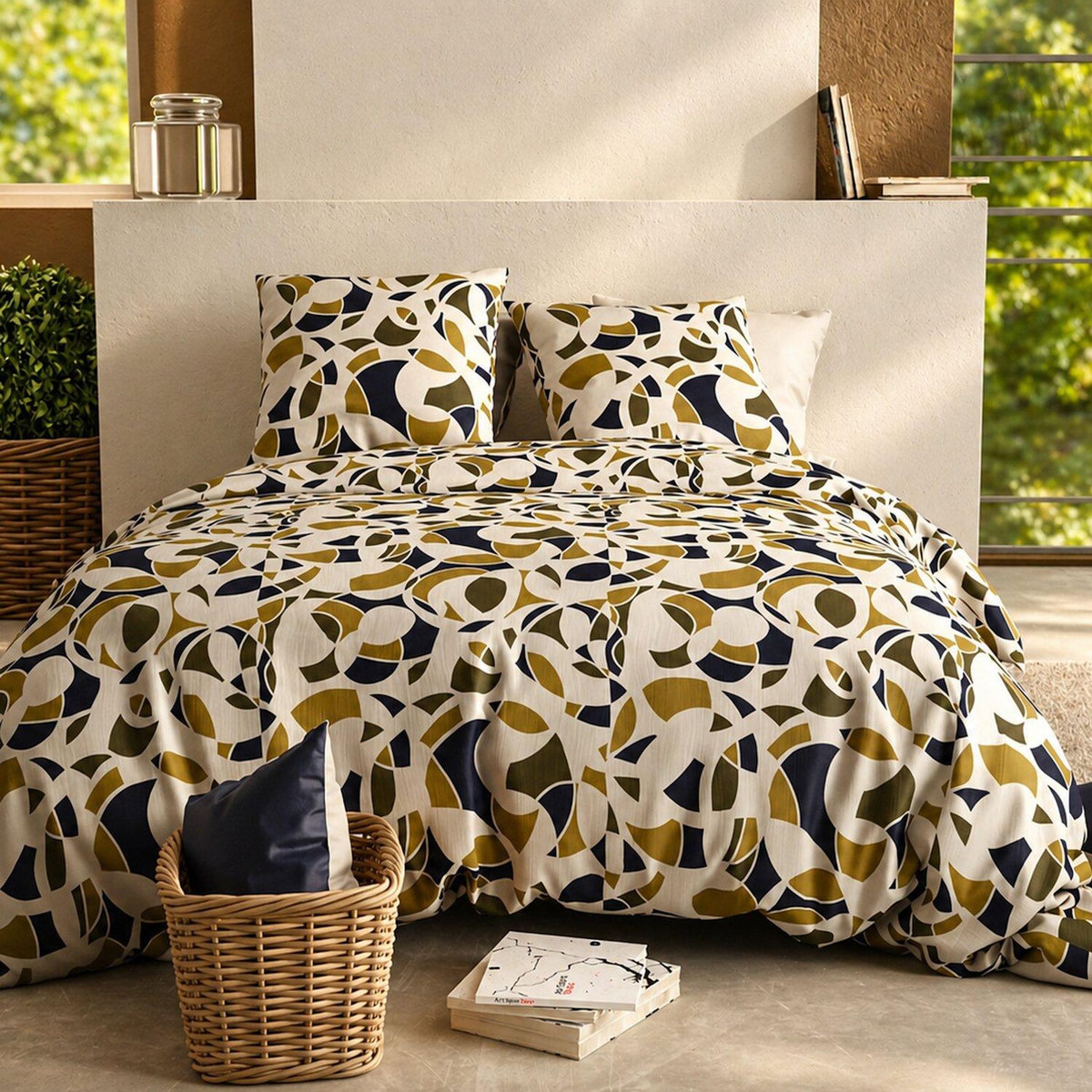 ATELIER DU COTON Parure housse de couette imprimée 100% coton 57fils KLEE