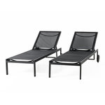 CONCEPT USINE Lot de 2 bains de soleil inclinables noir avec roues en aluminium CUBA