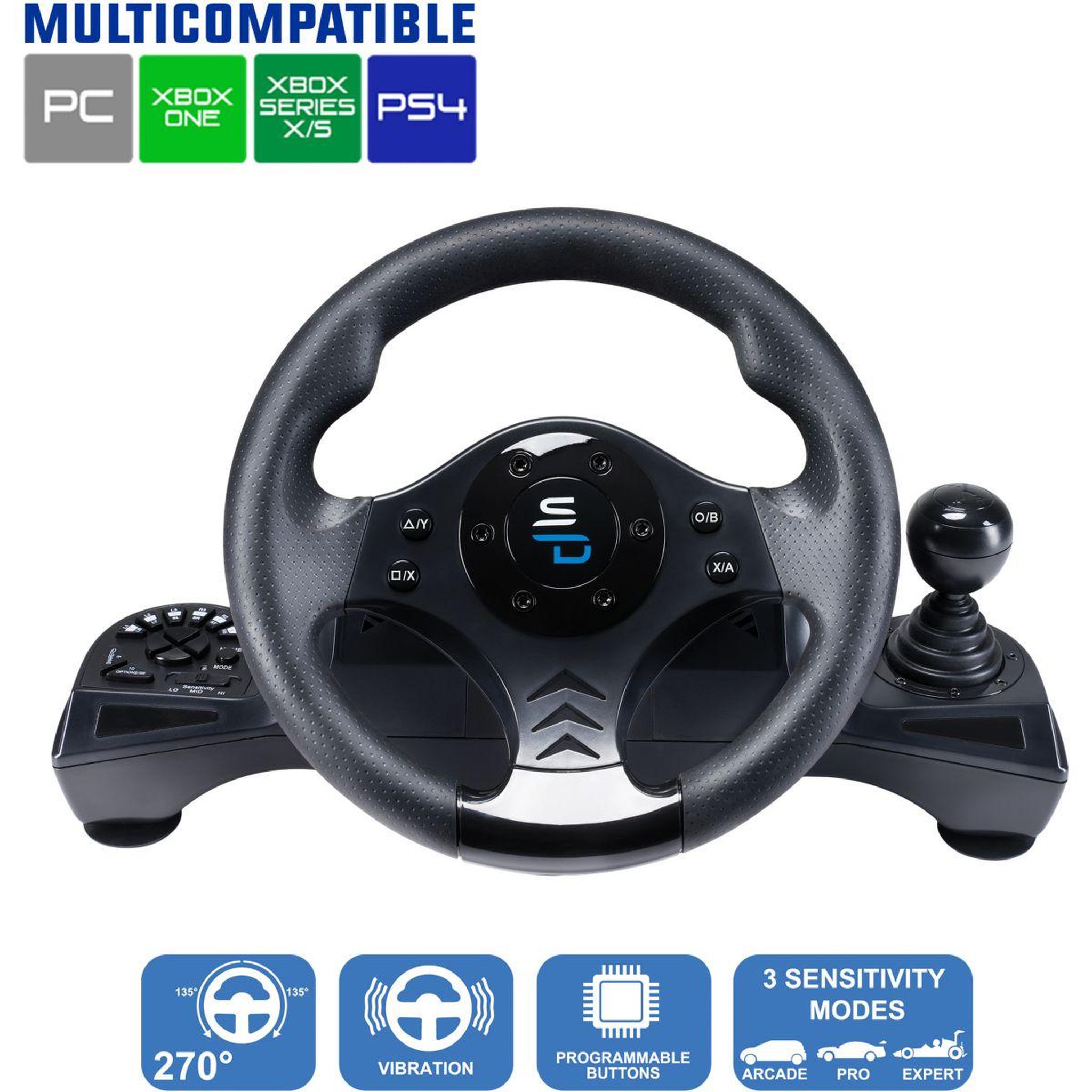Voir la diapositive 3 : Subsonic Volant + Levier de vitesses + Pédalier GS 750 RACING WHEEL