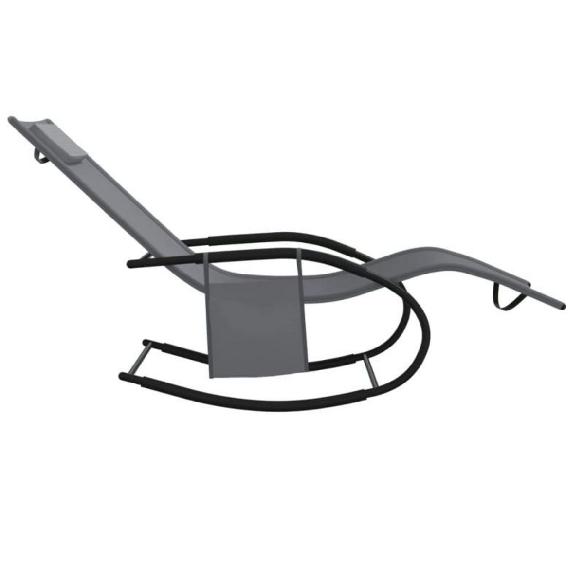 VIDAXL Chaise longue à bascule gris acier et textilène