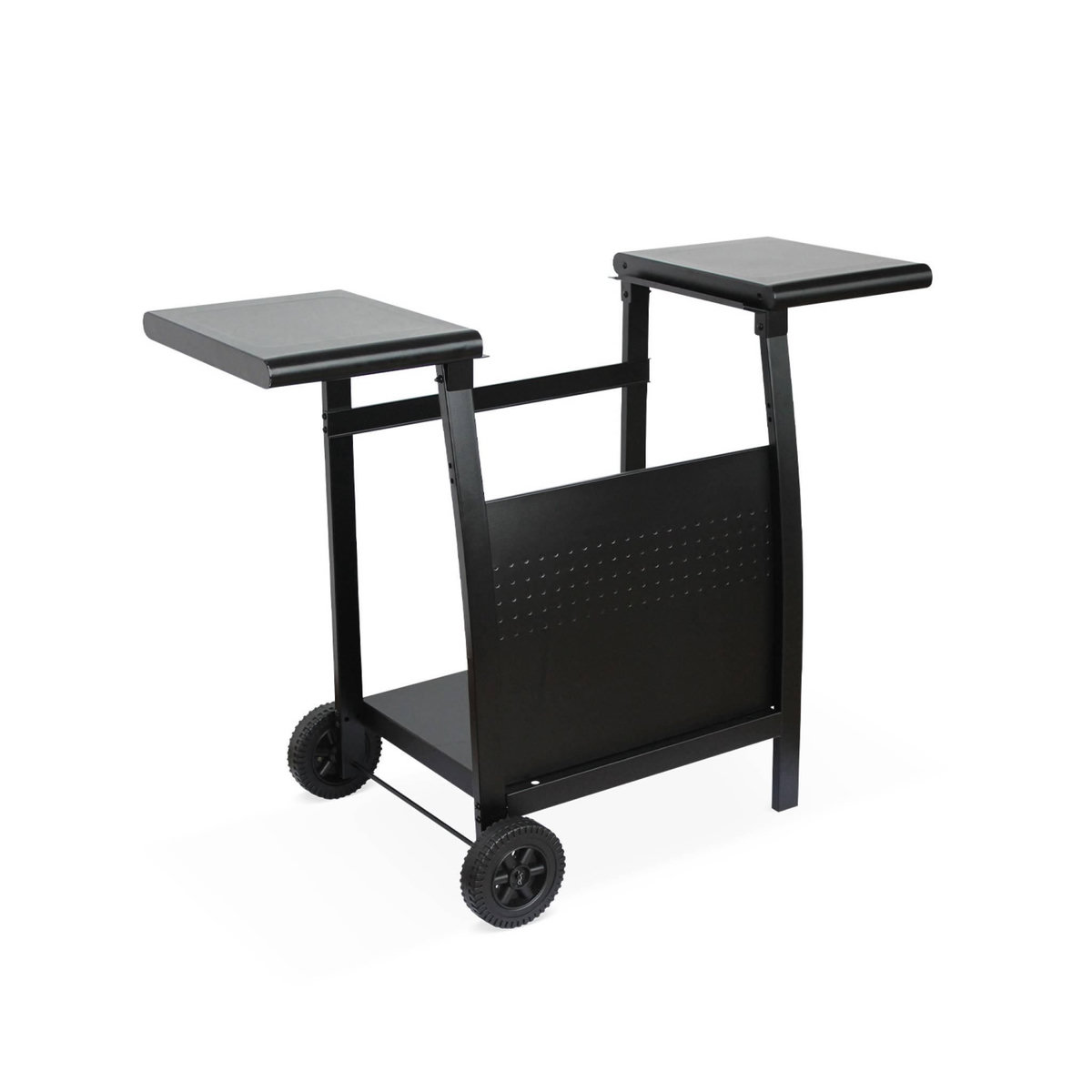 SWEEEK Plancha au gaz 2 brûleurs sur chariot - Porthos - 5kW. plancha à gaz avec desserte . cuisine extérieure. plaque émaillée. inox. barbecue